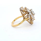 5.50 Carat Marquis Shape H SI1-SI2 Diamond 18 Karat Yellow Gold Cluster Ring