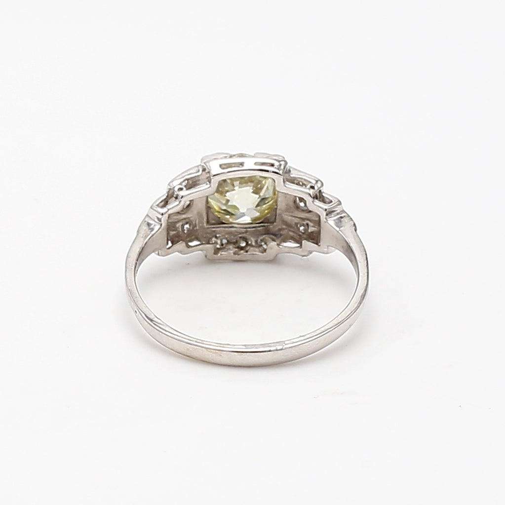 1.26 Carat Old European Cut L-K VS1-SI1 Diamond Platinum Art Deco Ring