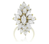 5.50 Carat Marquis Shape H SI1-SI2 Diamond 18 Karat Yellow Gold Cluster Ring