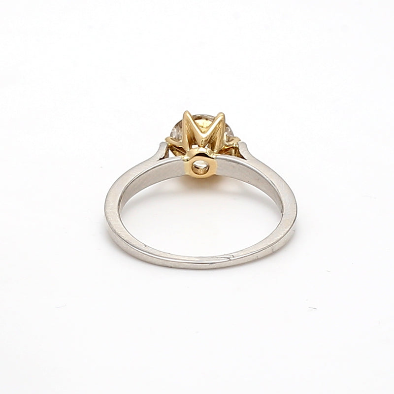 1.08 Carat Old European Cut M VS2 Diamond 18 Karat Two Tone Gold Engagement Ring