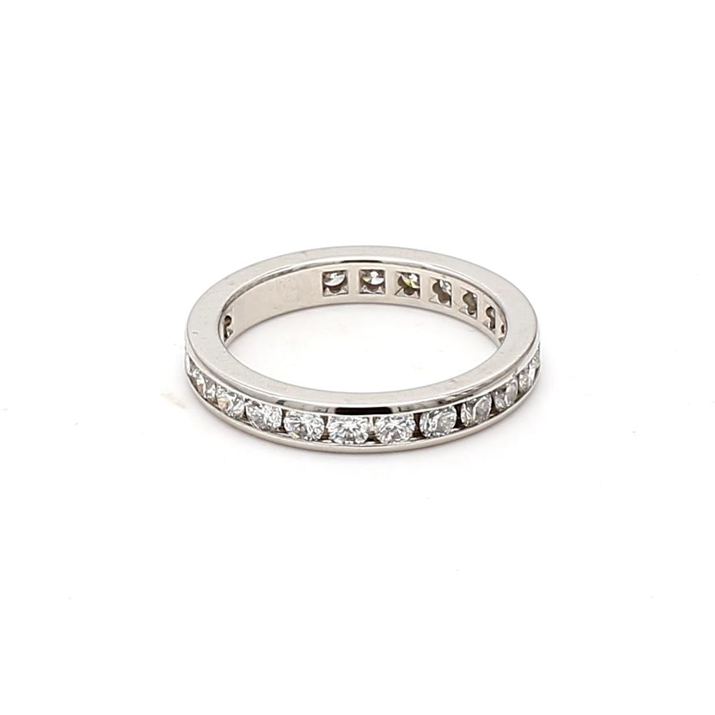 Tiffany & Co Platinum Band Ring with 0.93 Carat Round F VS1 Diamonds Size 5