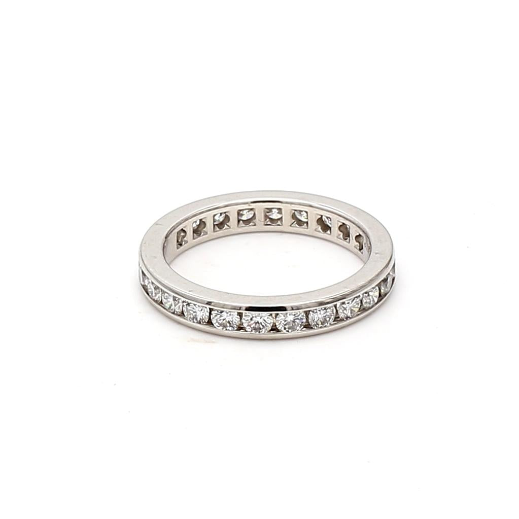 Tiffany & Co Platinum Band Ring with 0.93 Carat Round F VS1 Diamonds Size 5