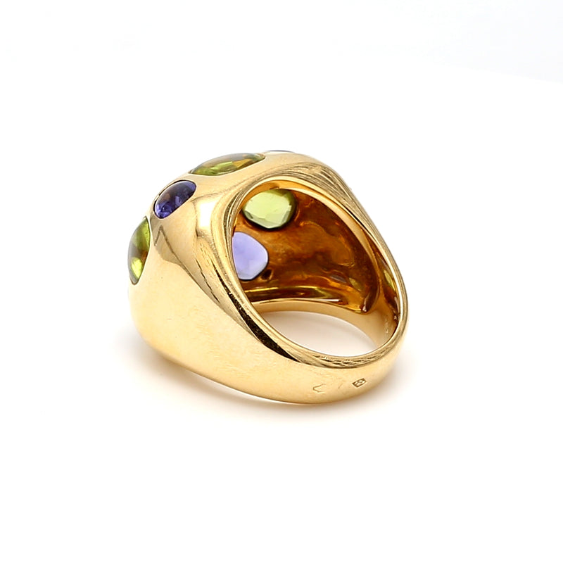 Chanel 3.00 Carat Citrine and Multi Color Gem 18 Karat Yellow Gold Cocktail Ring