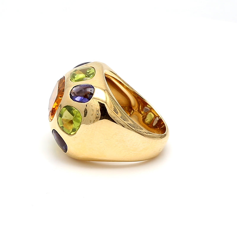 Chanel 3.00 Carat Citrine and Multi Color Gem 18 Karat Yellow Gold Cocktail Ring