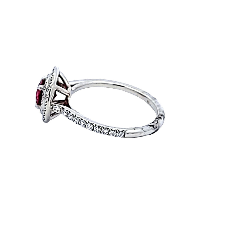 Tiffany & Co 0.63 Carat Ruby 0.36 Carat Diamond Platinum Engagement Ring