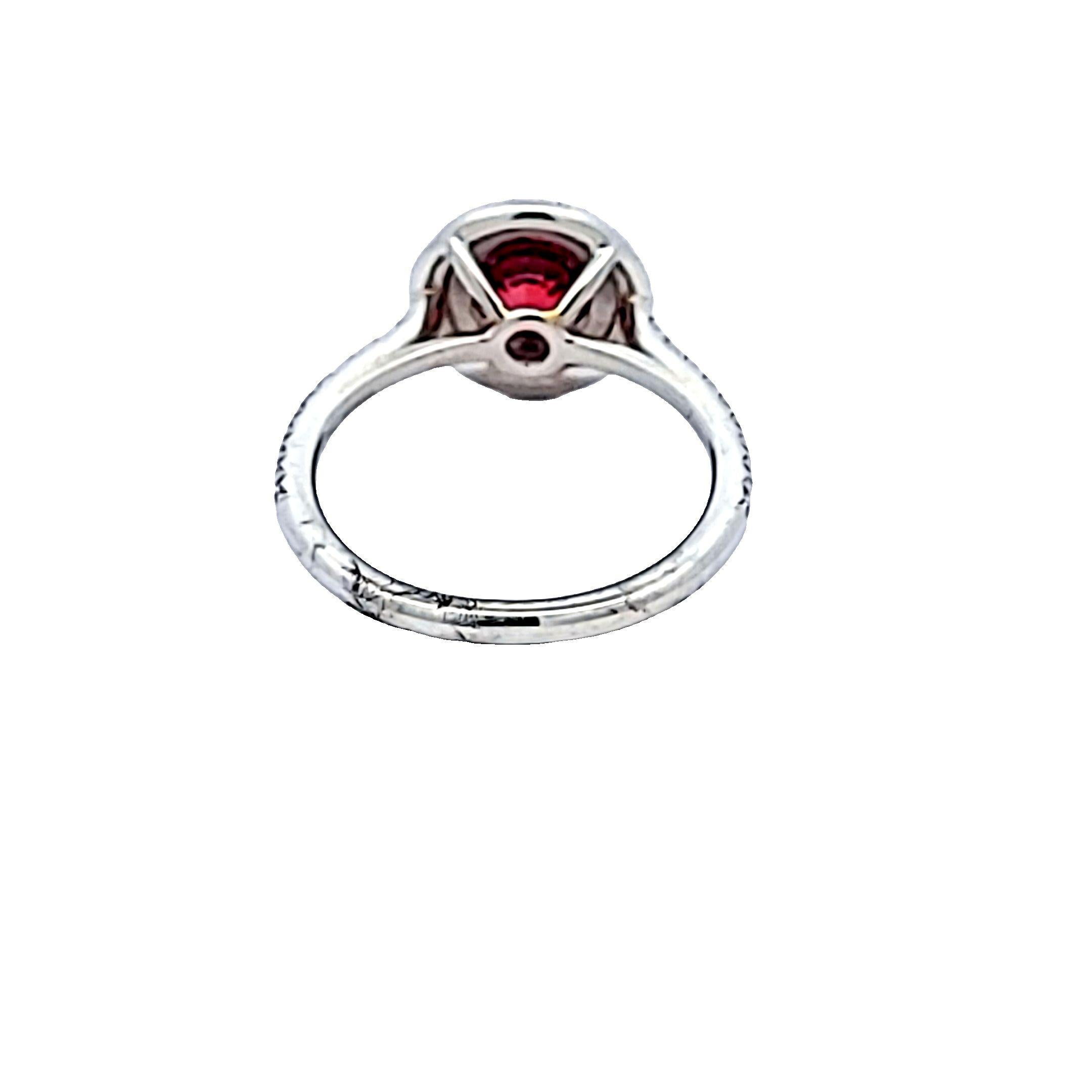 Tiffany & Co Platinum Engagement Ring 0.36ct Round E VS1 Diamonds & 0.63ct Ruby