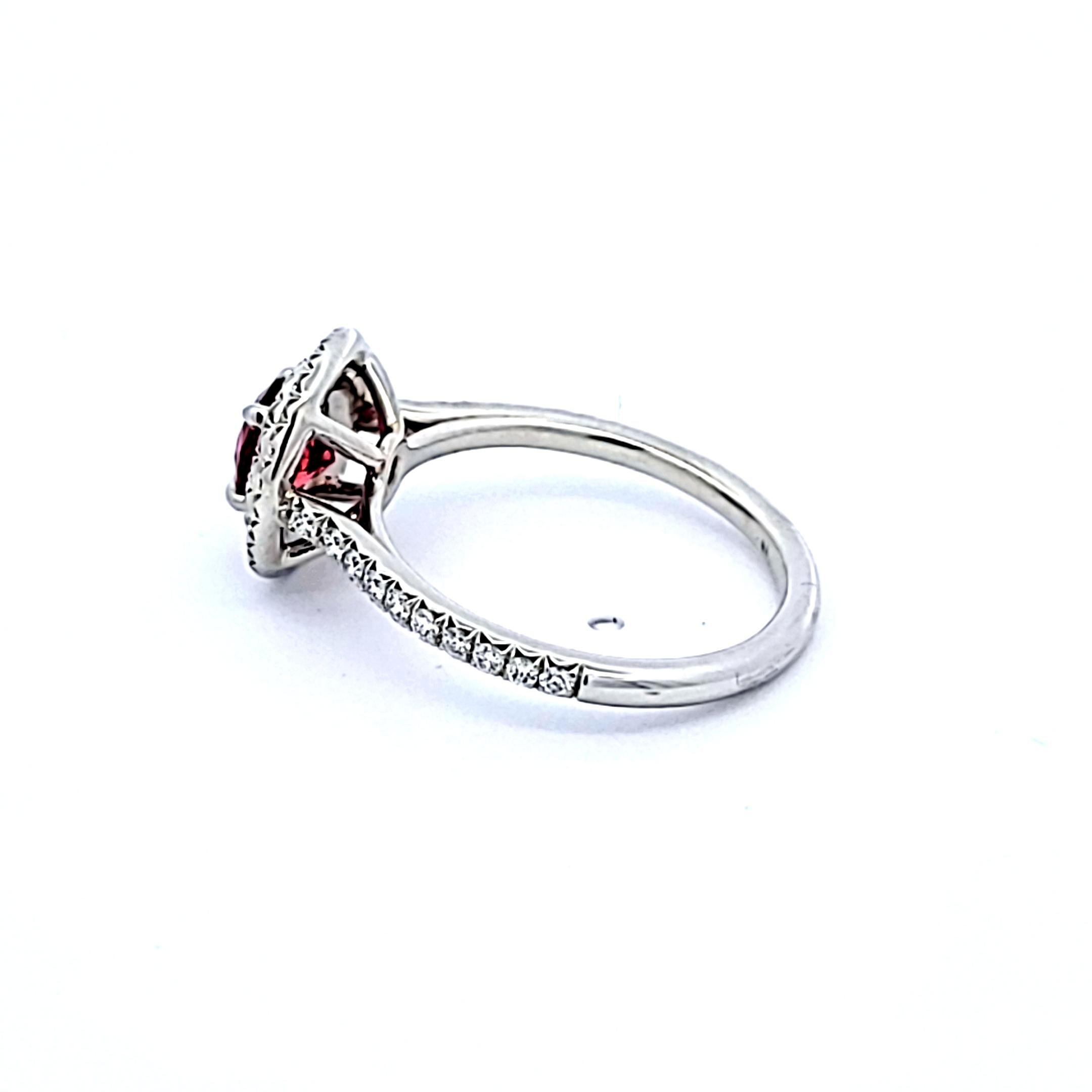 Tiffany & Co Platinum Engagement Ring 0.36ct Round E VS1 Diamonds & 0.63ct Ruby