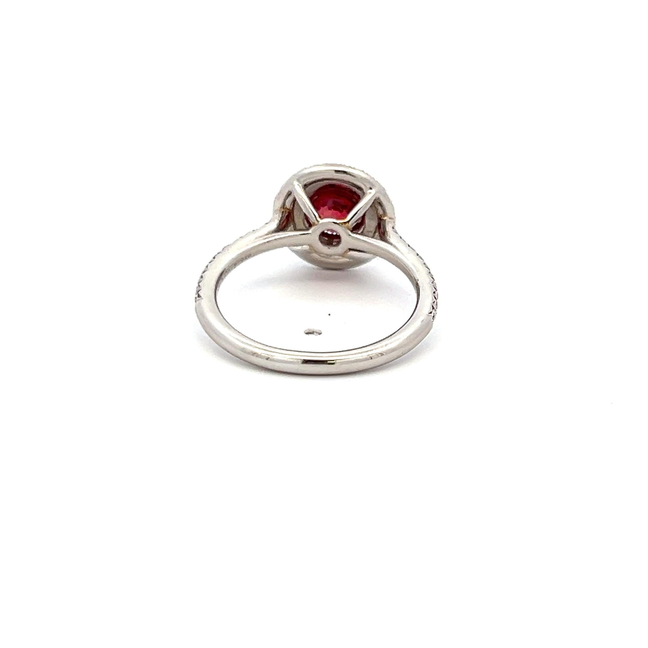 Tiffany & Co Platinum Engagement Ring 0.36ct Round E VS1 Diamonds & 0.63ct Ruby
