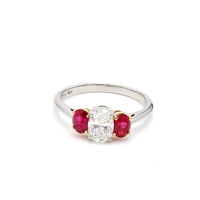 Tiffany & Co 1.00 Carat Diamond 0.90 Carat Ruby Platinum Engagement Ring