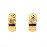 2.00 Carat Baguette Shape Sapphire 0.40 Carat Round Brilliant I SI1 Diamond 18 Karat Yellow Gold Clip On Earring