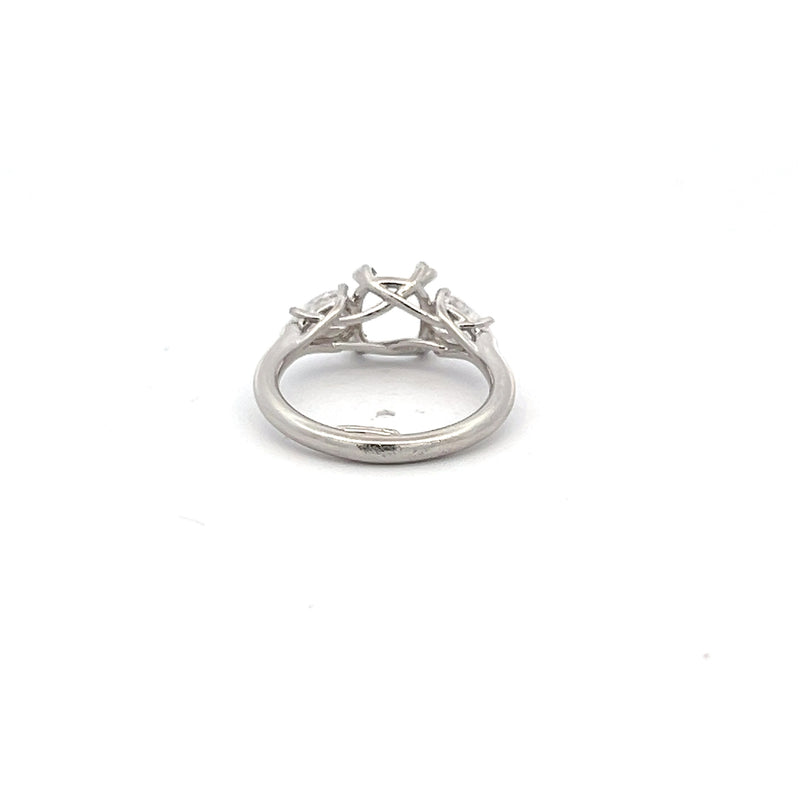 1.00 Carat Pear Shape F VS1 Diamond Platinum Semi Mount Ring