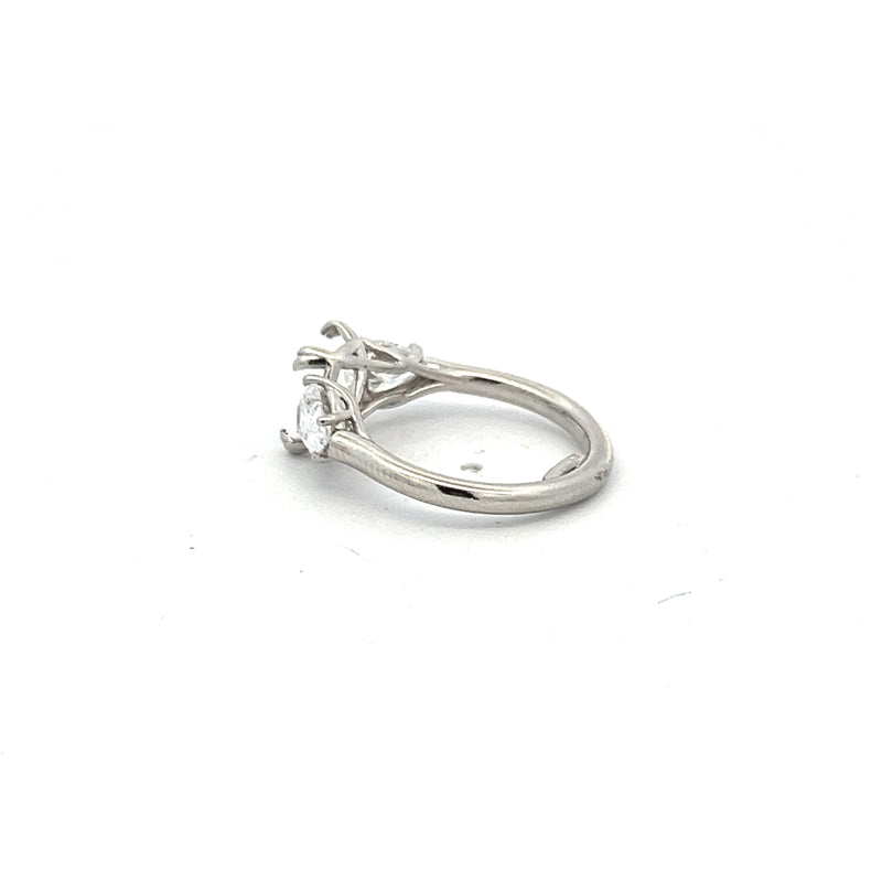 1.00 Carat Pear Shape F VS1 Diamond Platinum Semi Mount Ring