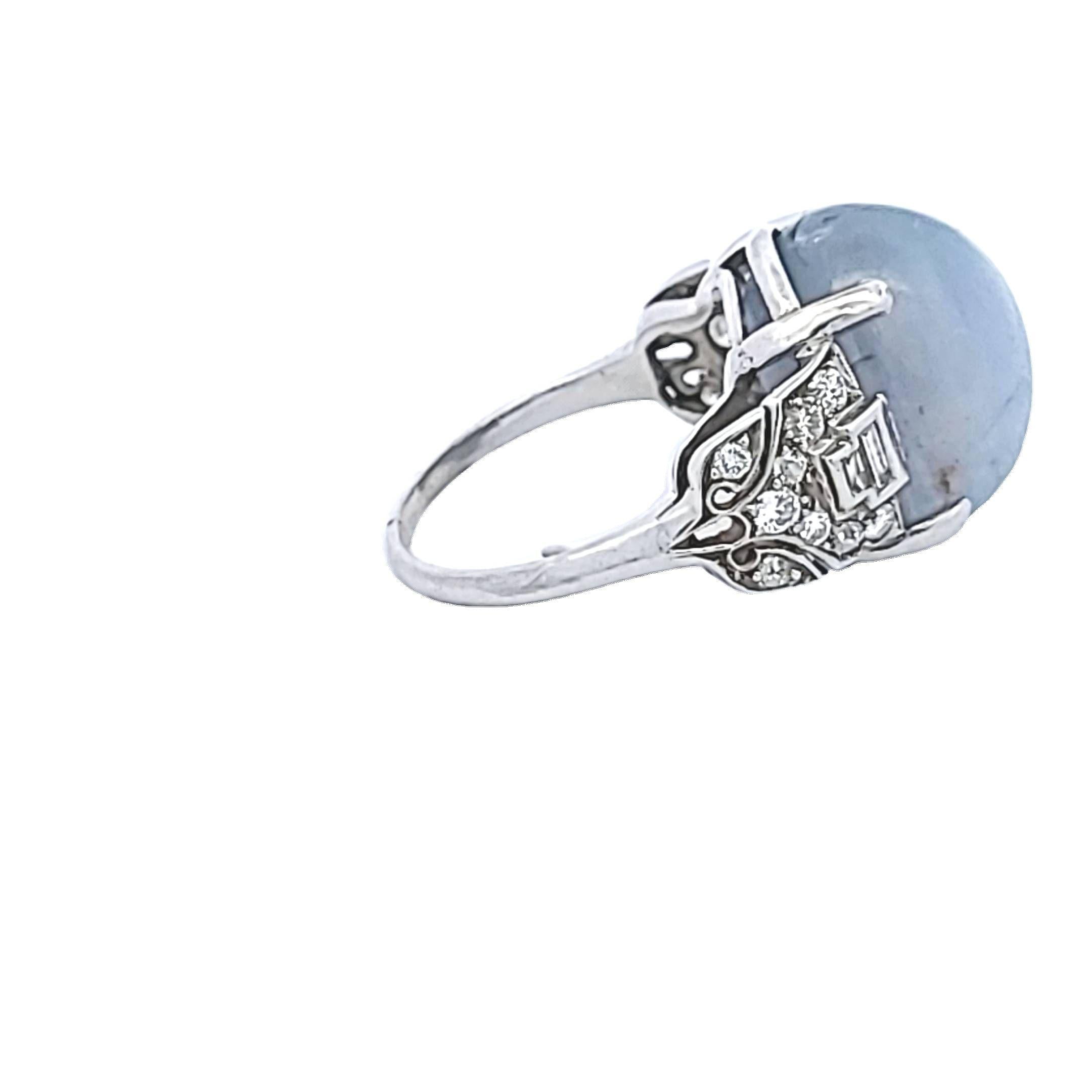 Platinum Gemstone Ring with 0.5 Ct Diamonds and 20 Ct Star Sapphire