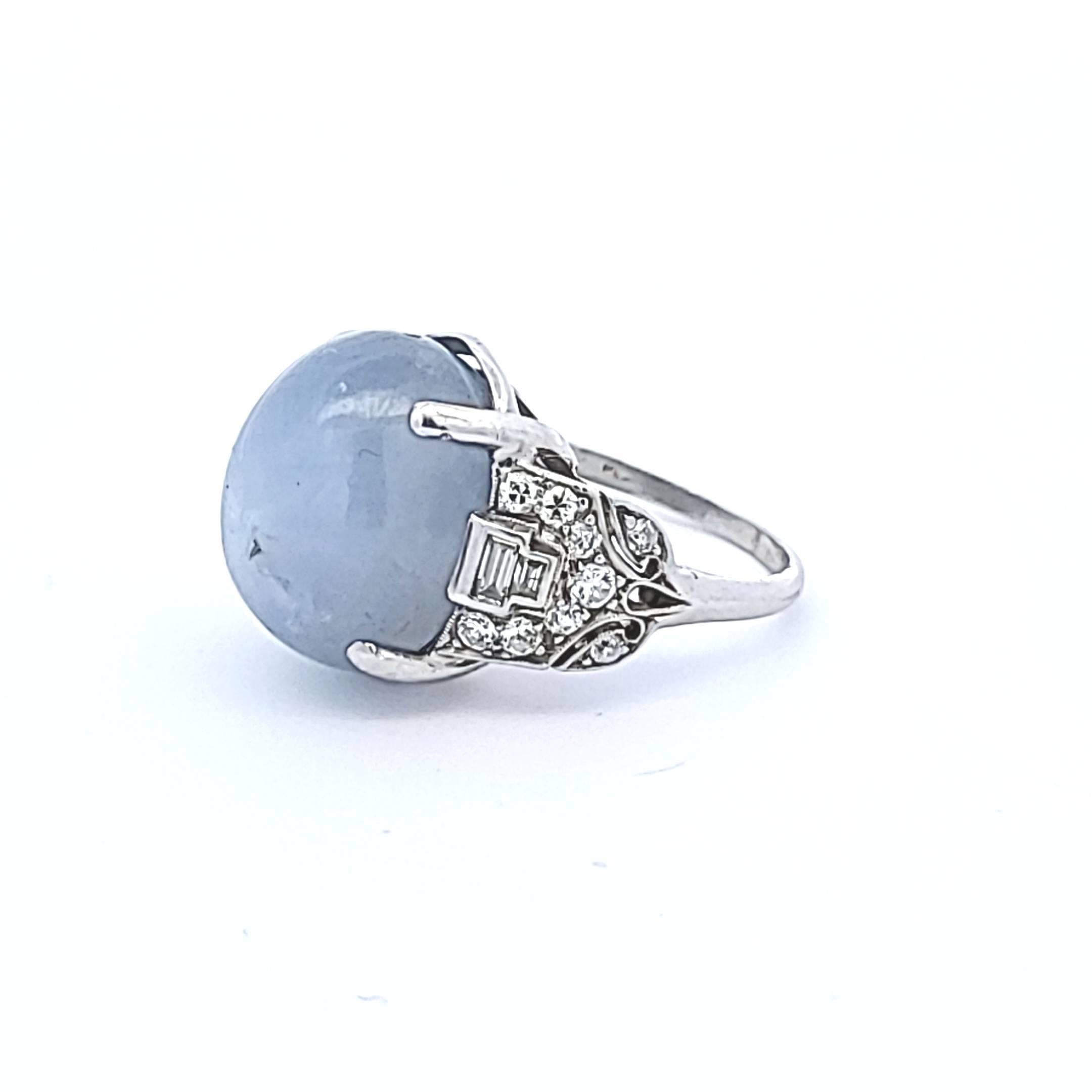 Platinum Gemstone Ring with 0.5 Ct Diamonds and 20 Ct Star Sapphire
