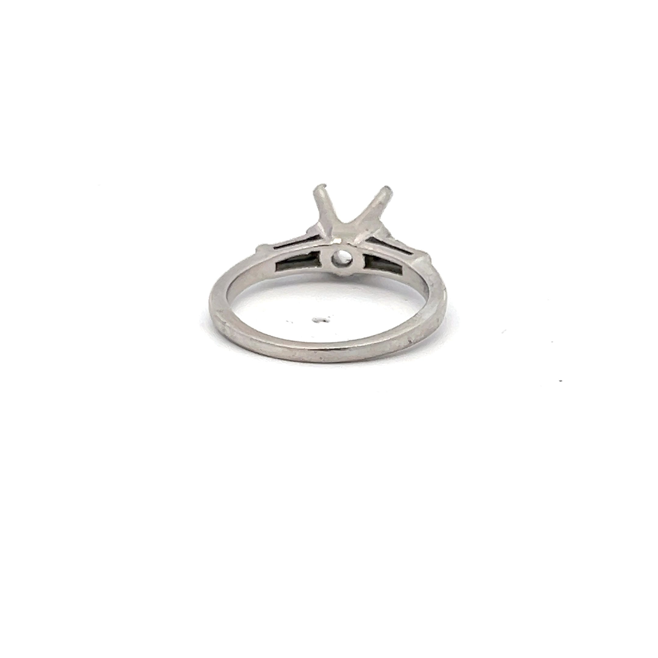 0.16 Carat Baguette Shape I SI1 Diamond Platinum Semi Mount Ring