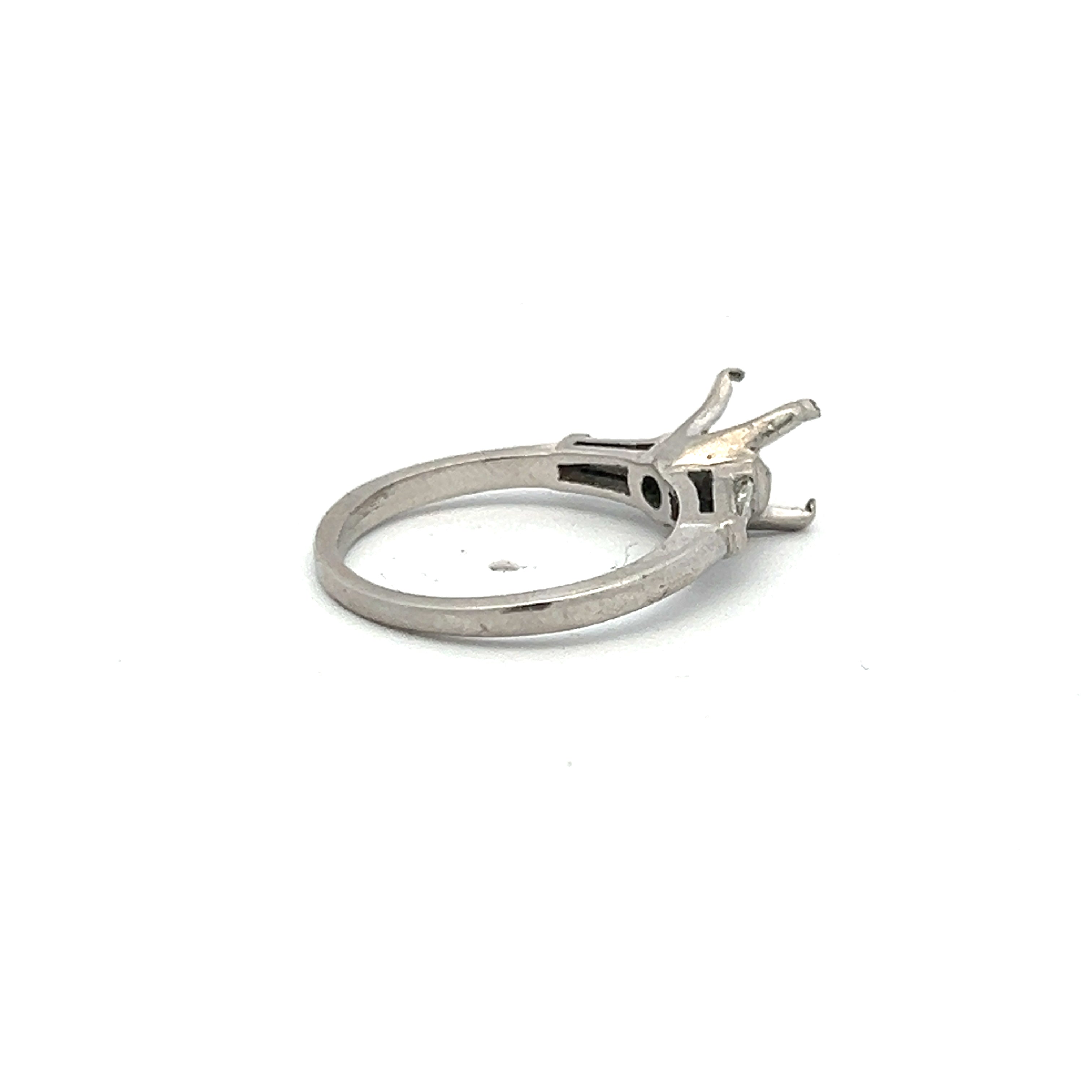 0.16 Carat Baguette Shape I SI1 Diamond Platinum Semi Mount Ring