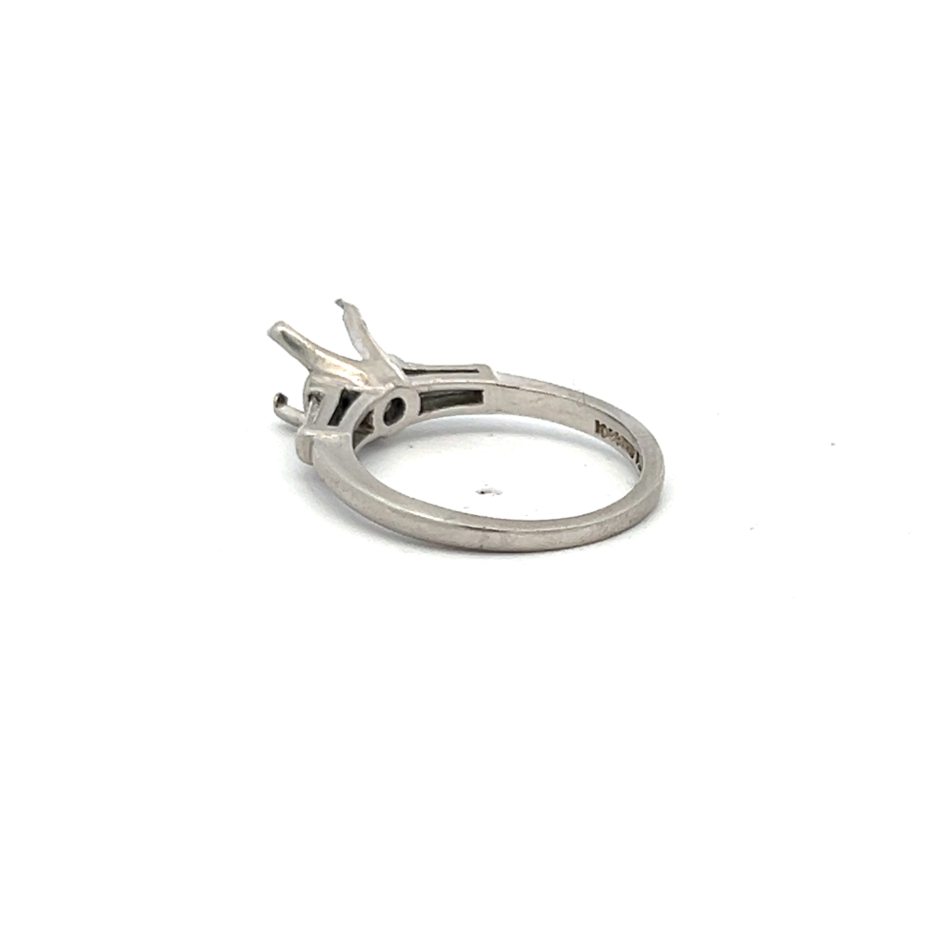 0.16 Carat Baguette Shape I SI1 Diamond Platinum Semi Mount Ring