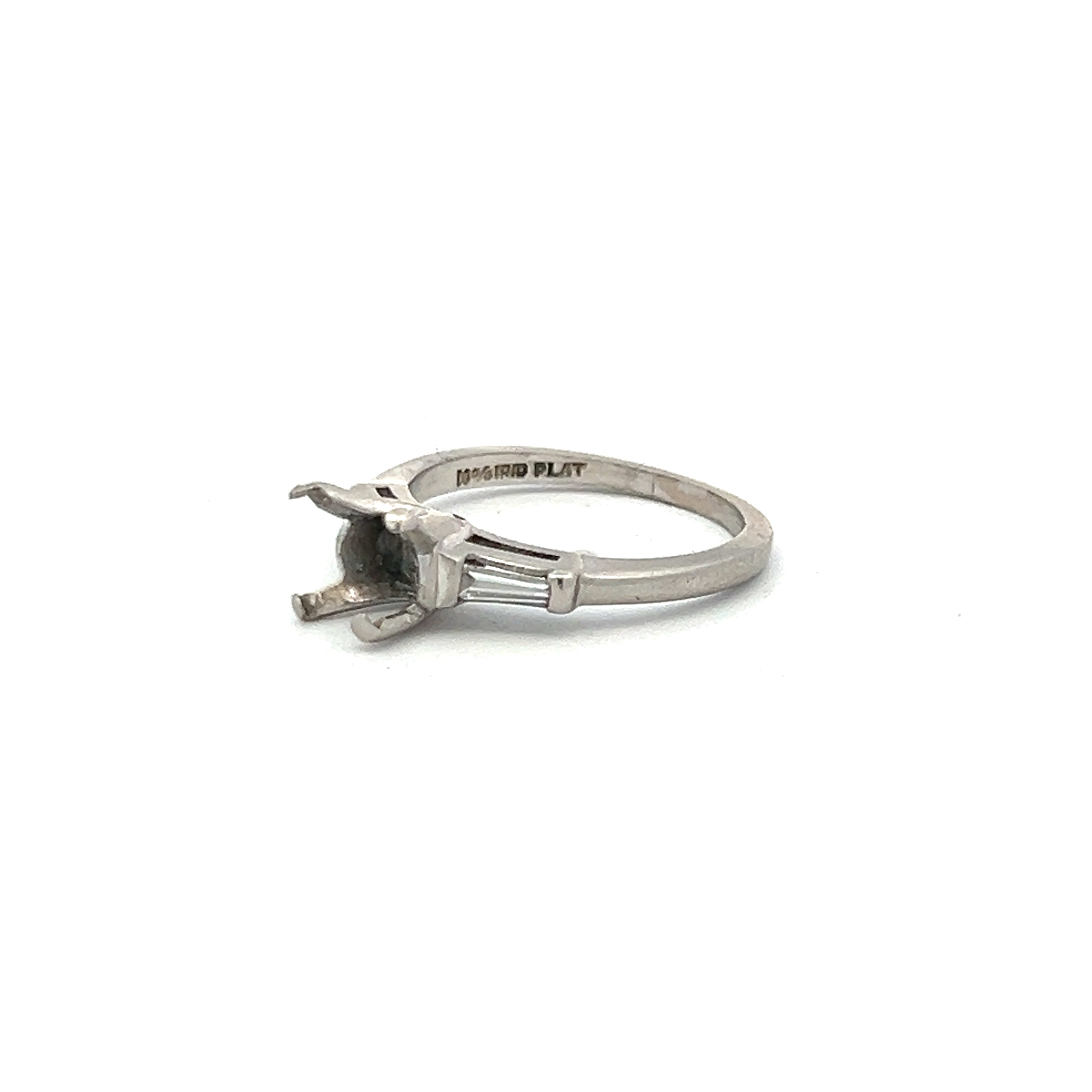 0.16 Carat Baguette Shape I SI1 Diamond Platinum Semi Mount Ring