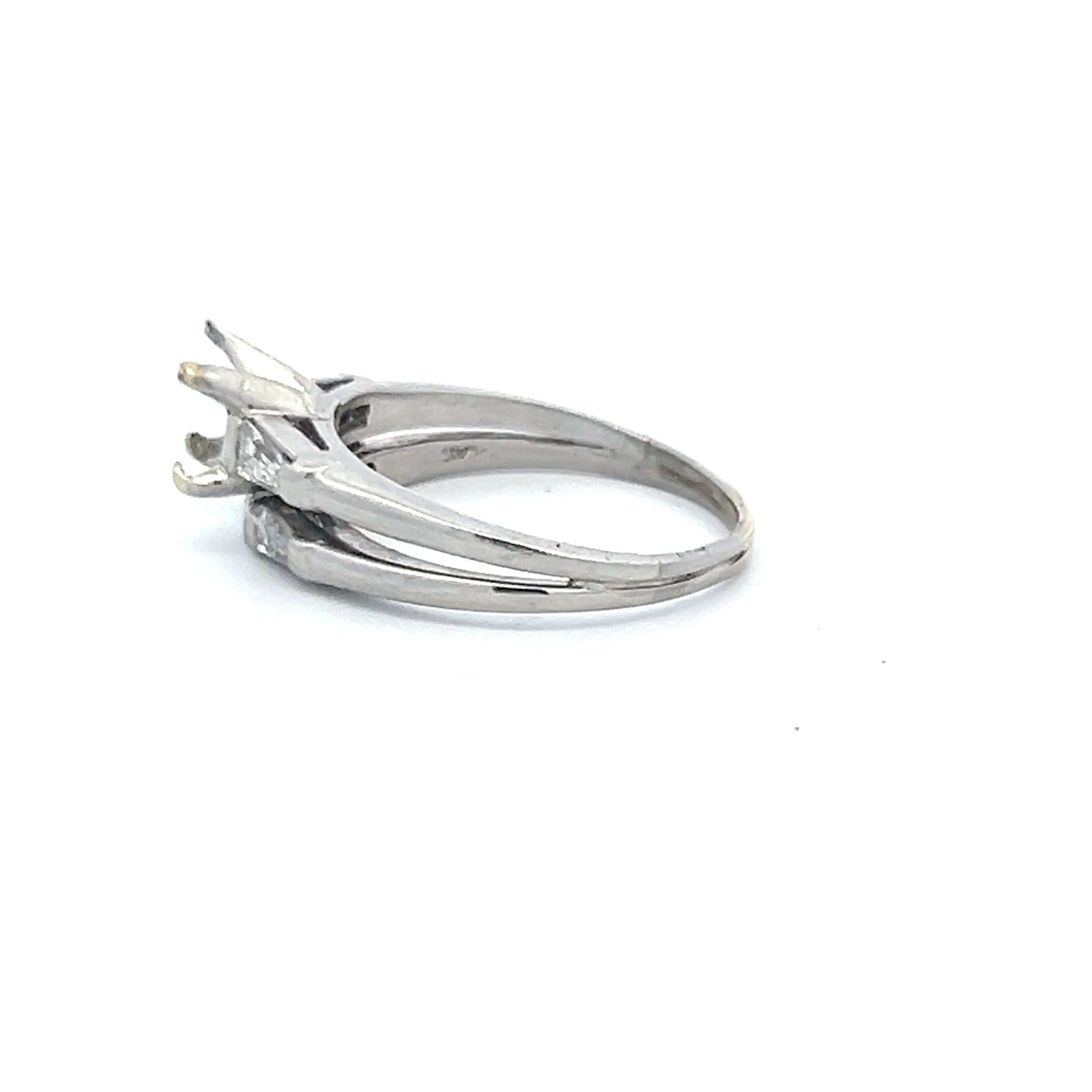 0.38 Carat Baguette Shape Diamond Platinum Semi Mount Ring