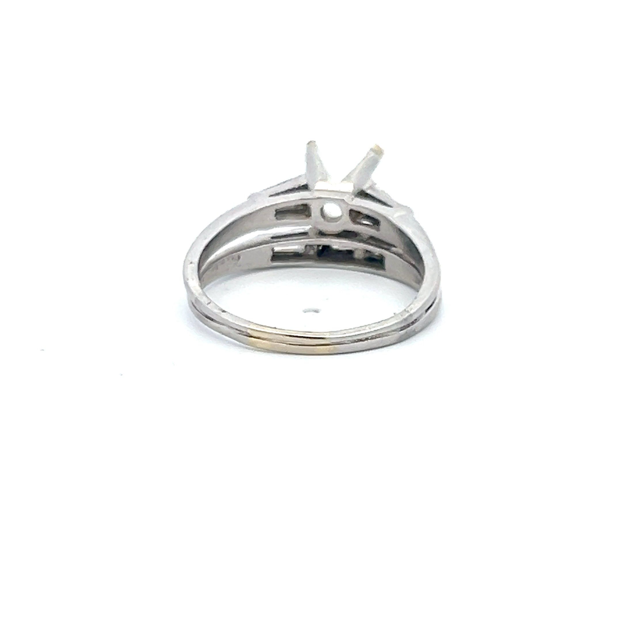 0.38 Carat Baguette Shape Diamond Platinum Semi Mount Ring
