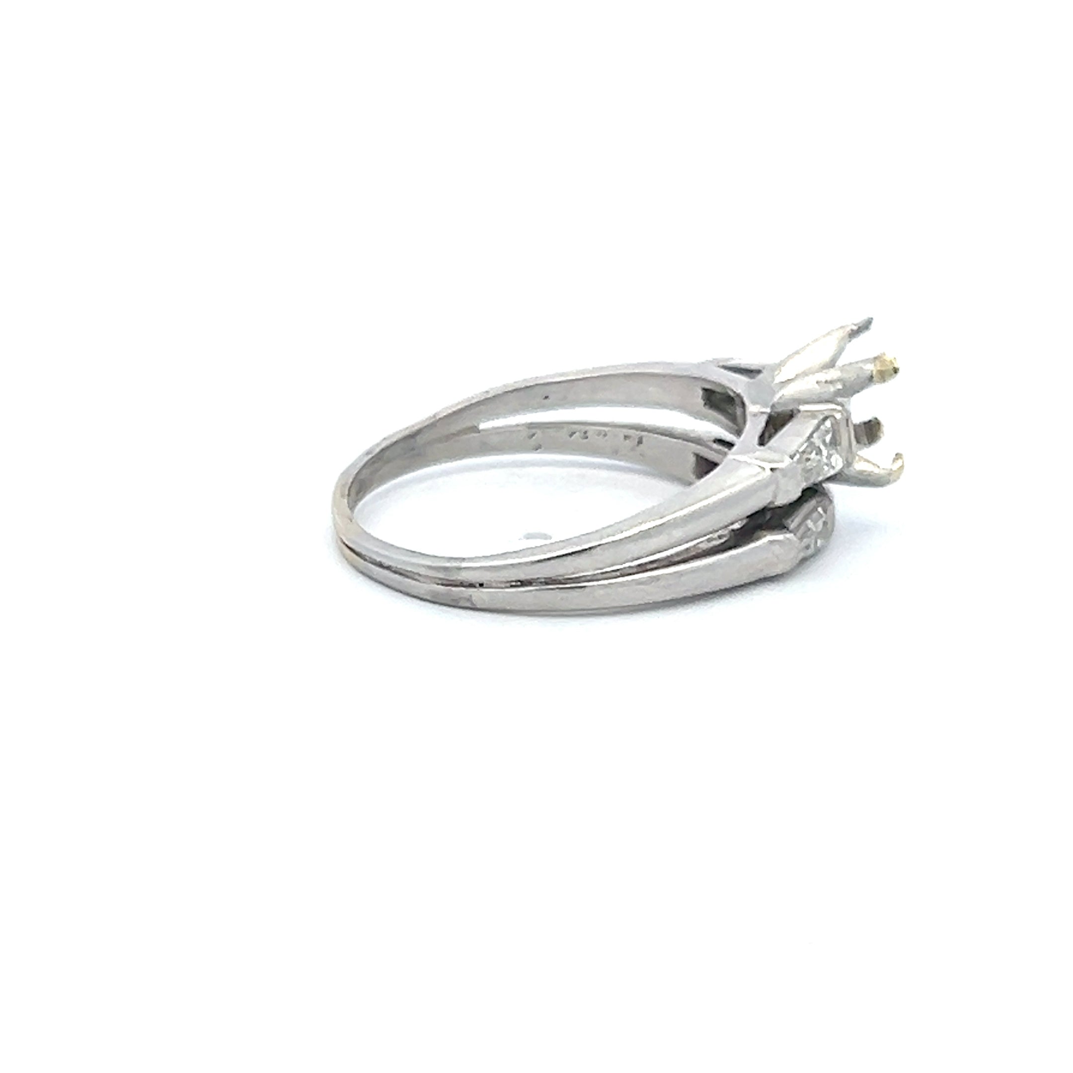 0.38 Carat Baguette Shape Diamond Platinum Semi Mount Ring