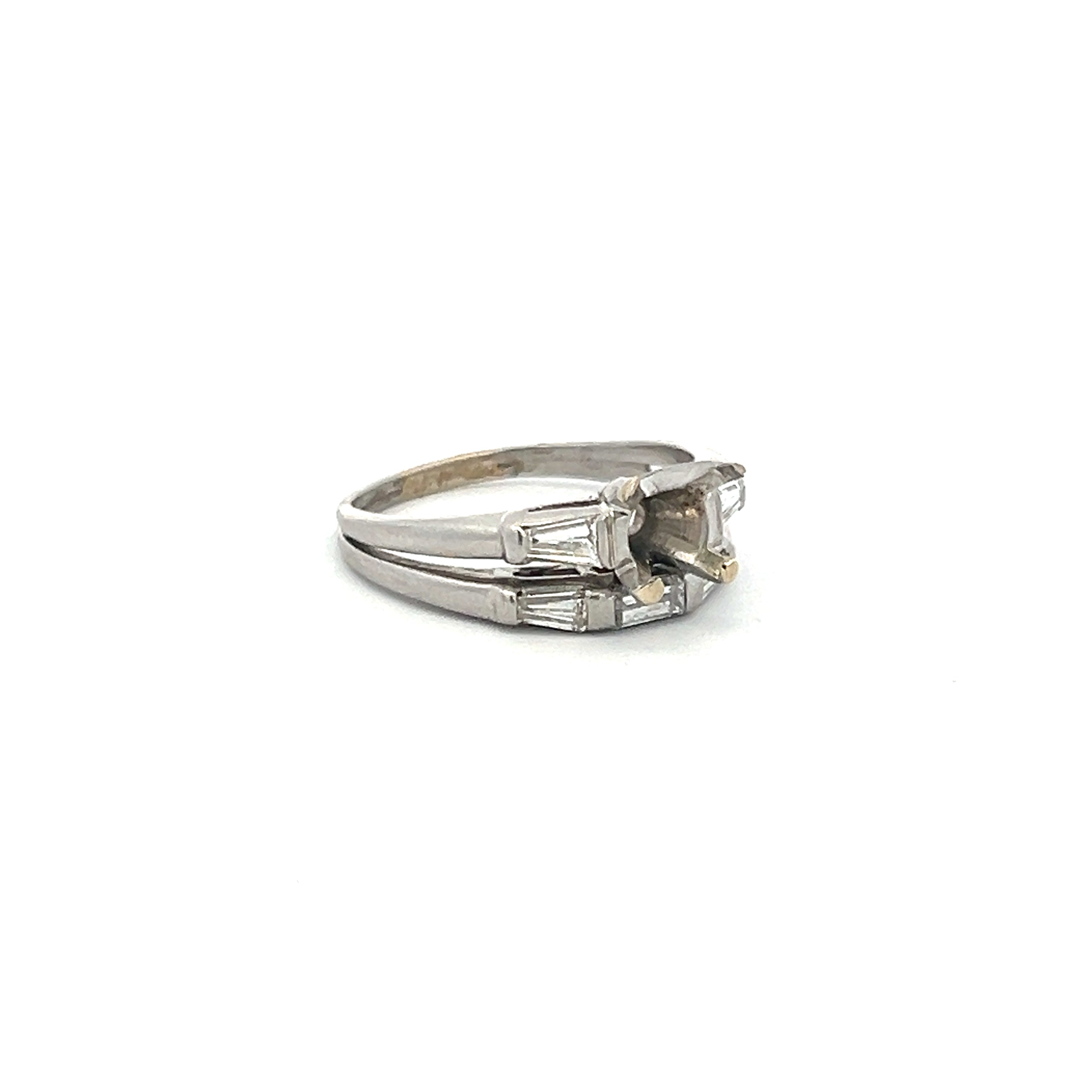 0.38 Carat Baguette Shape Diamond Platinum Semi Mount Ring