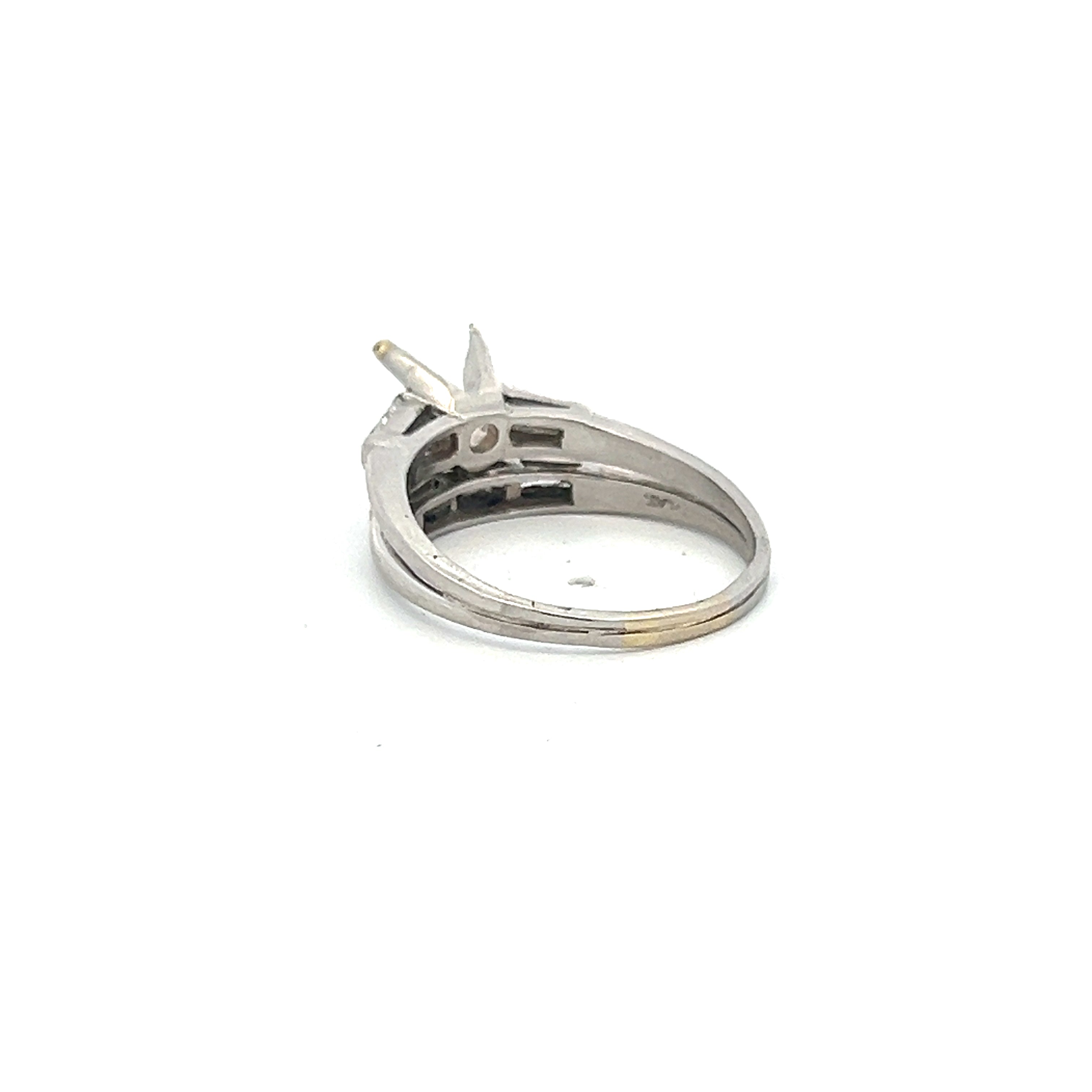 0.38 Carat Baguette Shape Diamond Platinum Semi Mount Ring