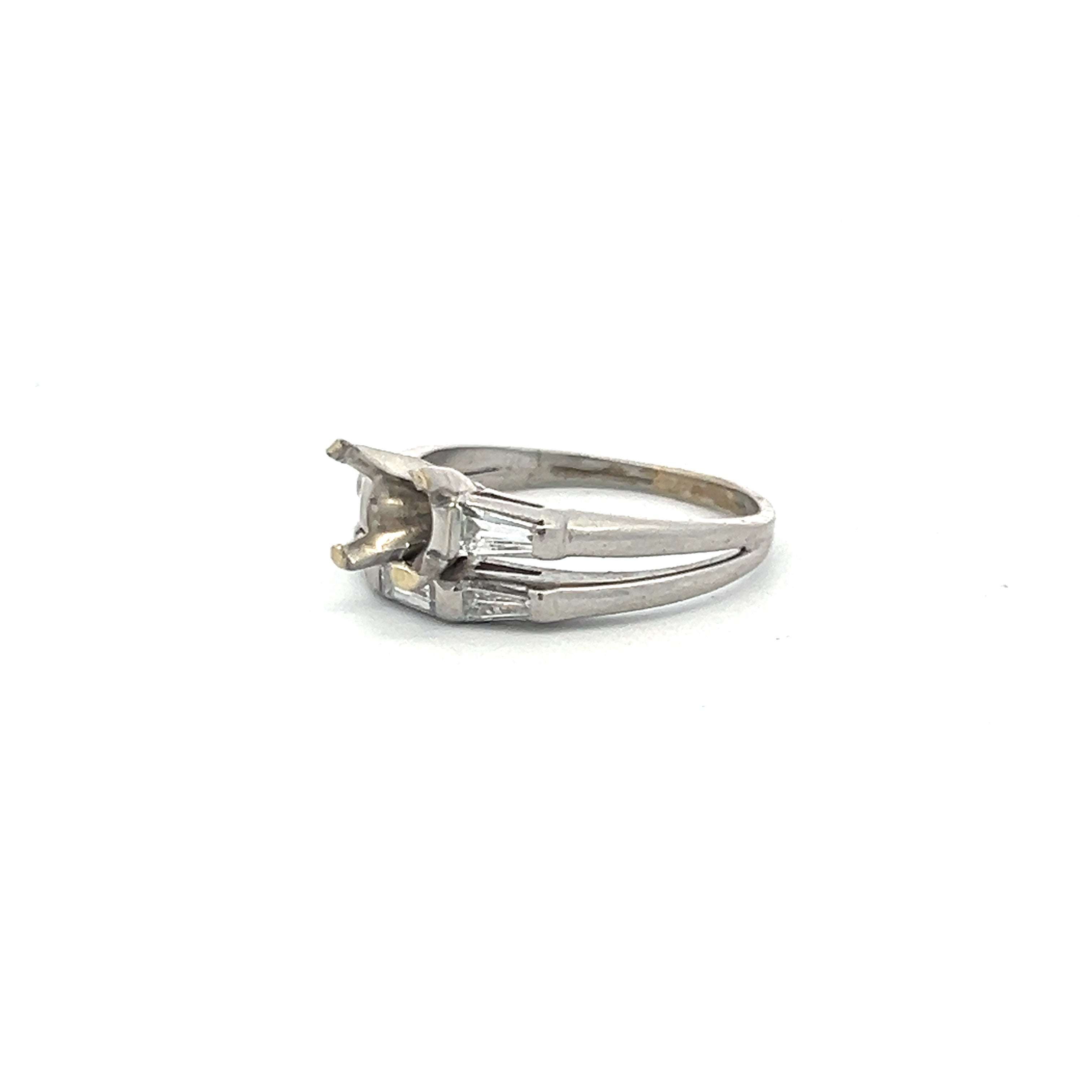 0.38 Carat Baguette Shape Diamond Platinum Semi Mount Ring