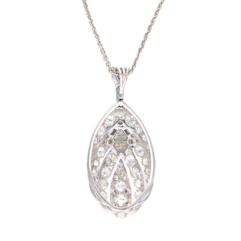 Vintage Platinum Seashell Pendant Necklace with 6.5 Carat J SI1 Diamonds