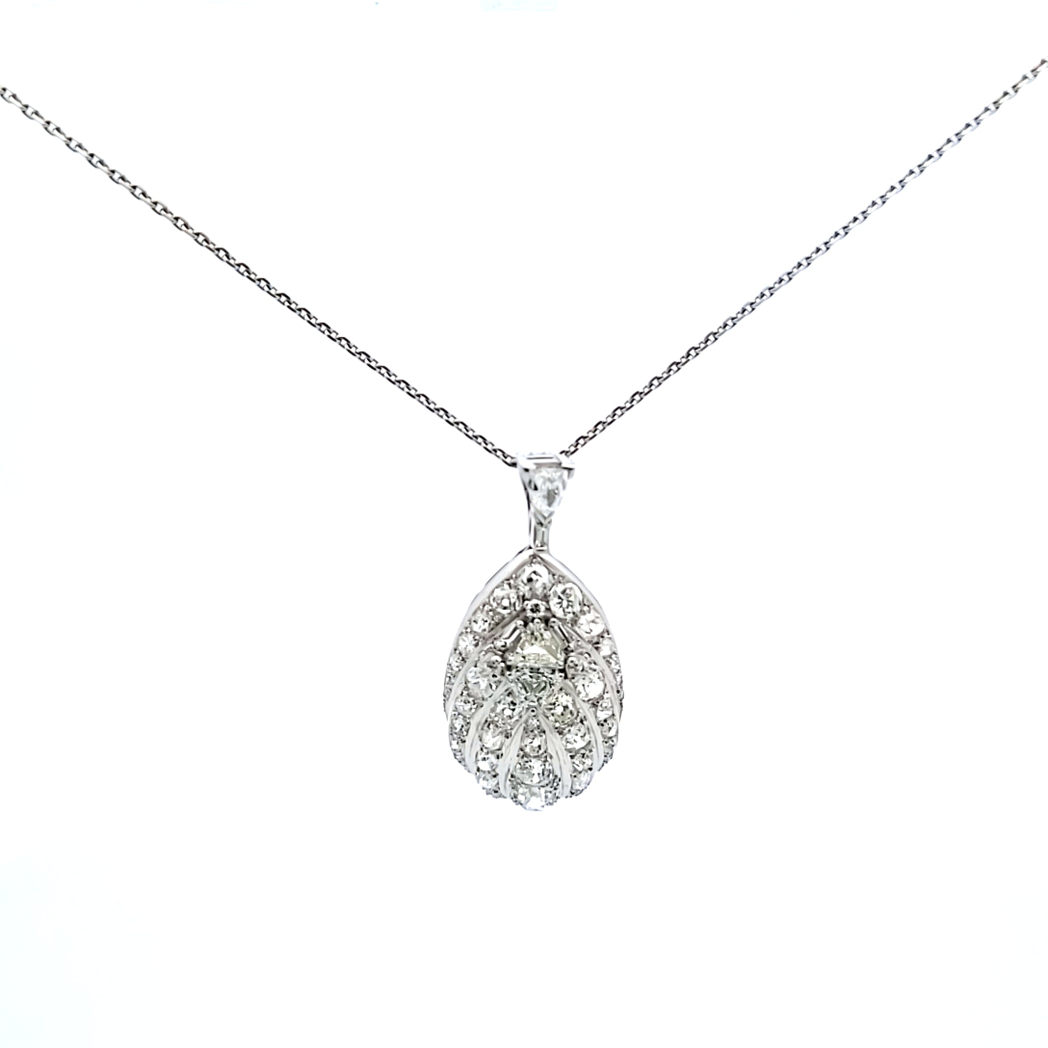 Vintage 19.10 Grams 6.50 Carat J SI1 Diamond Platinum Pendant Necklace