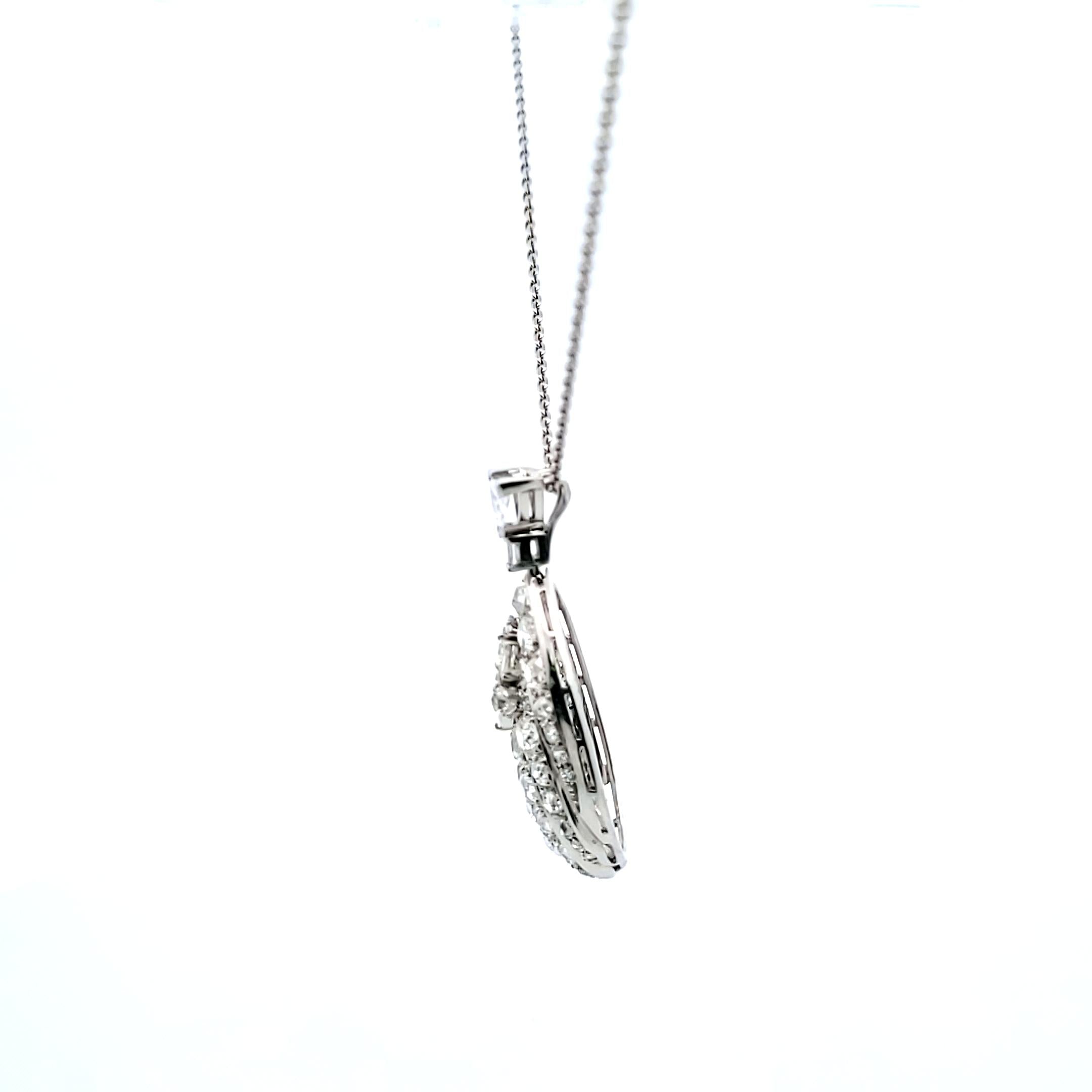 Vintage Platinum Seashell Pendant Necklace with 6.5 Carat J SI1 Diamonds