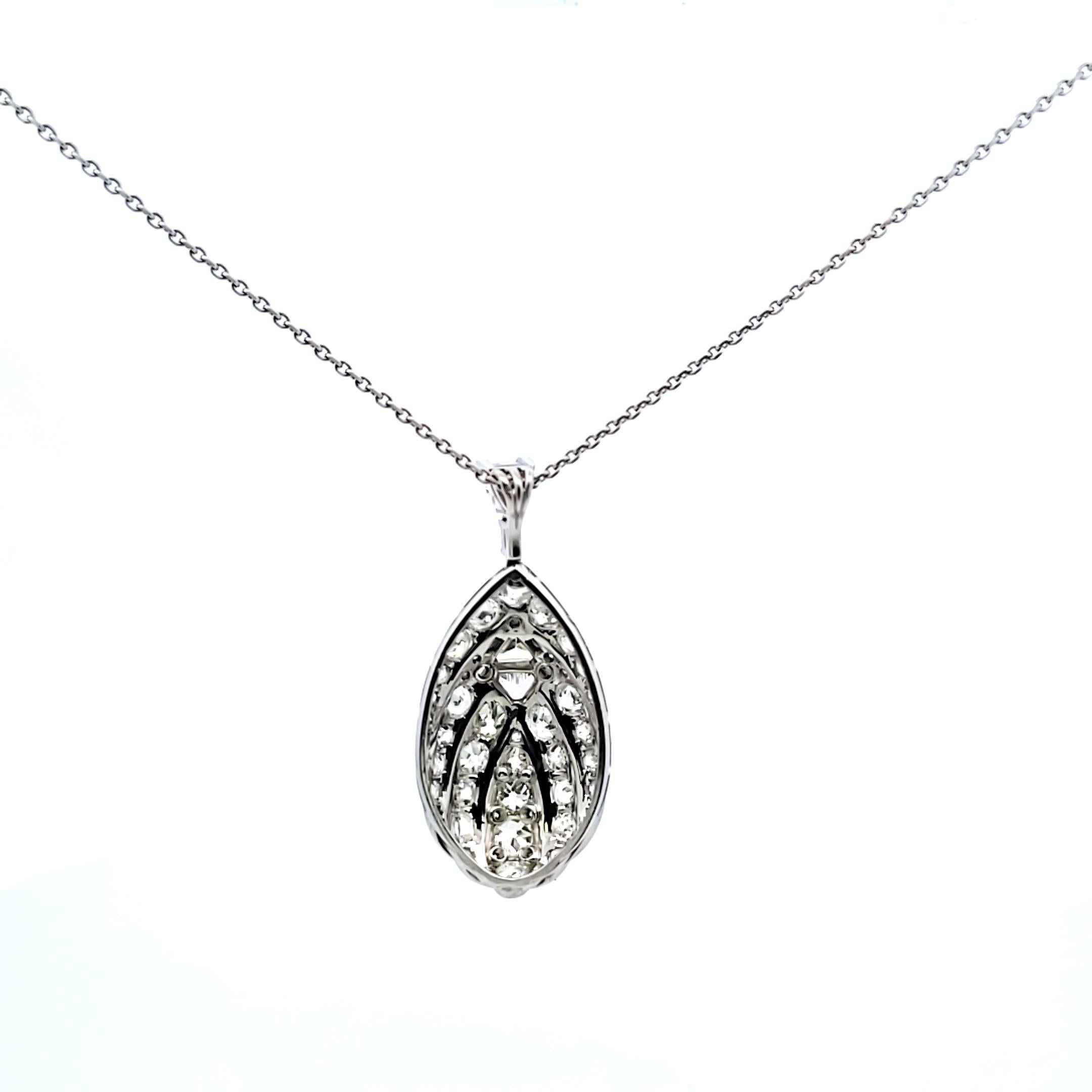 Vintage Platinum Seashell Pendant Necklace with 6.5 Carat J SI1 Diamonds