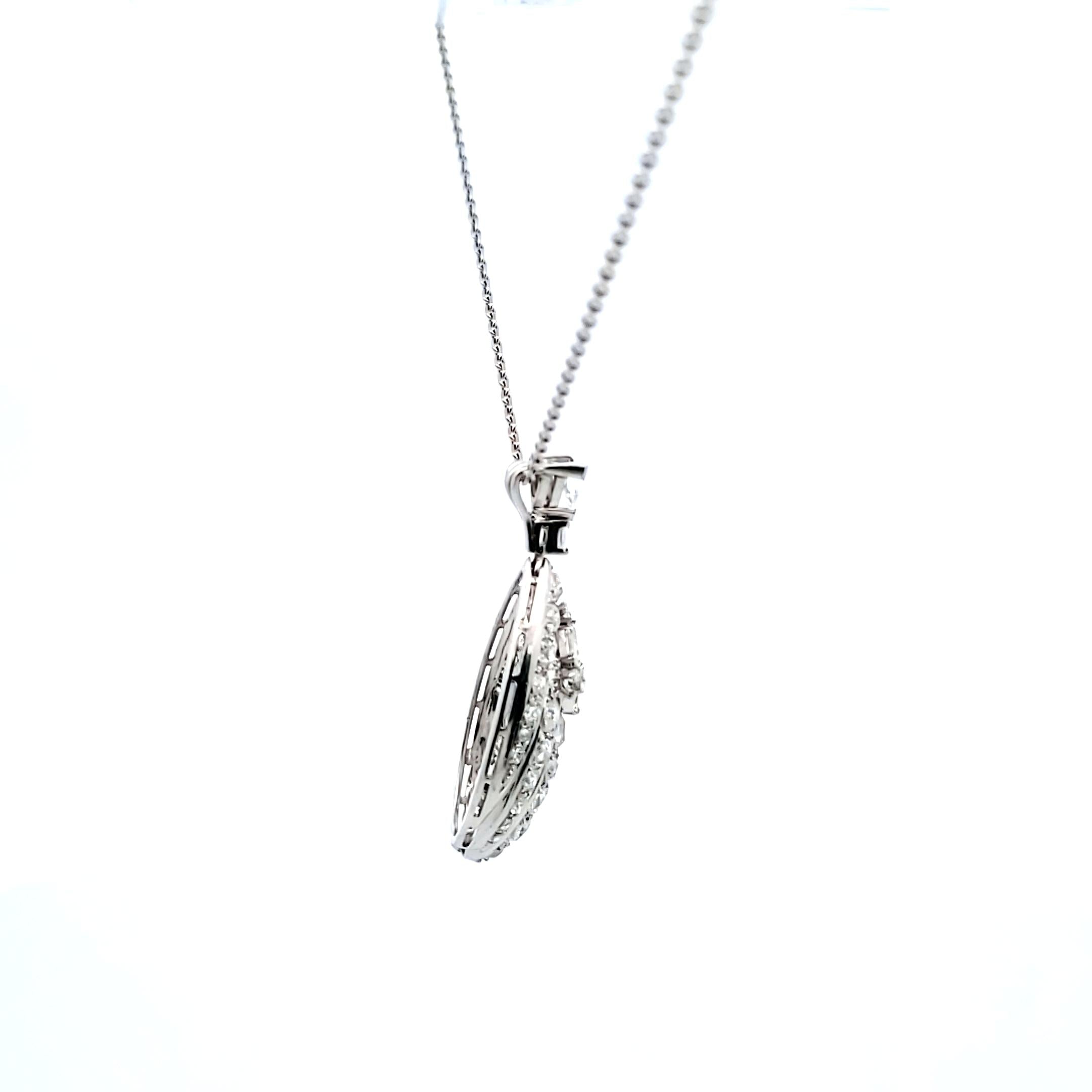 Vintage Platinum Seashell Pendant Necklace with 6.5 Carat J SI1 Diamonds