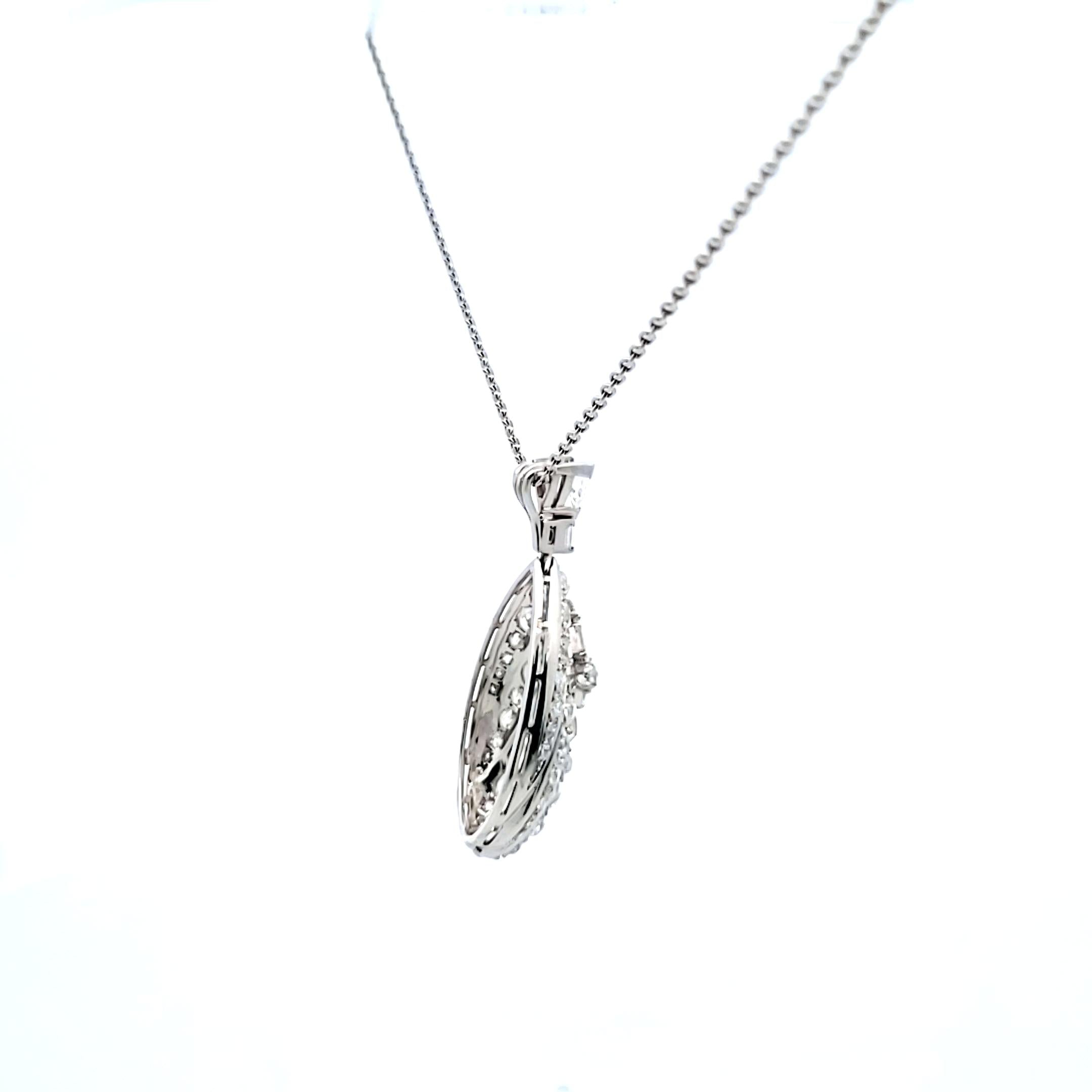 Vintage Platinum Seashell Pendant Necklace with 6.5 Carat J SI1 Diamonds