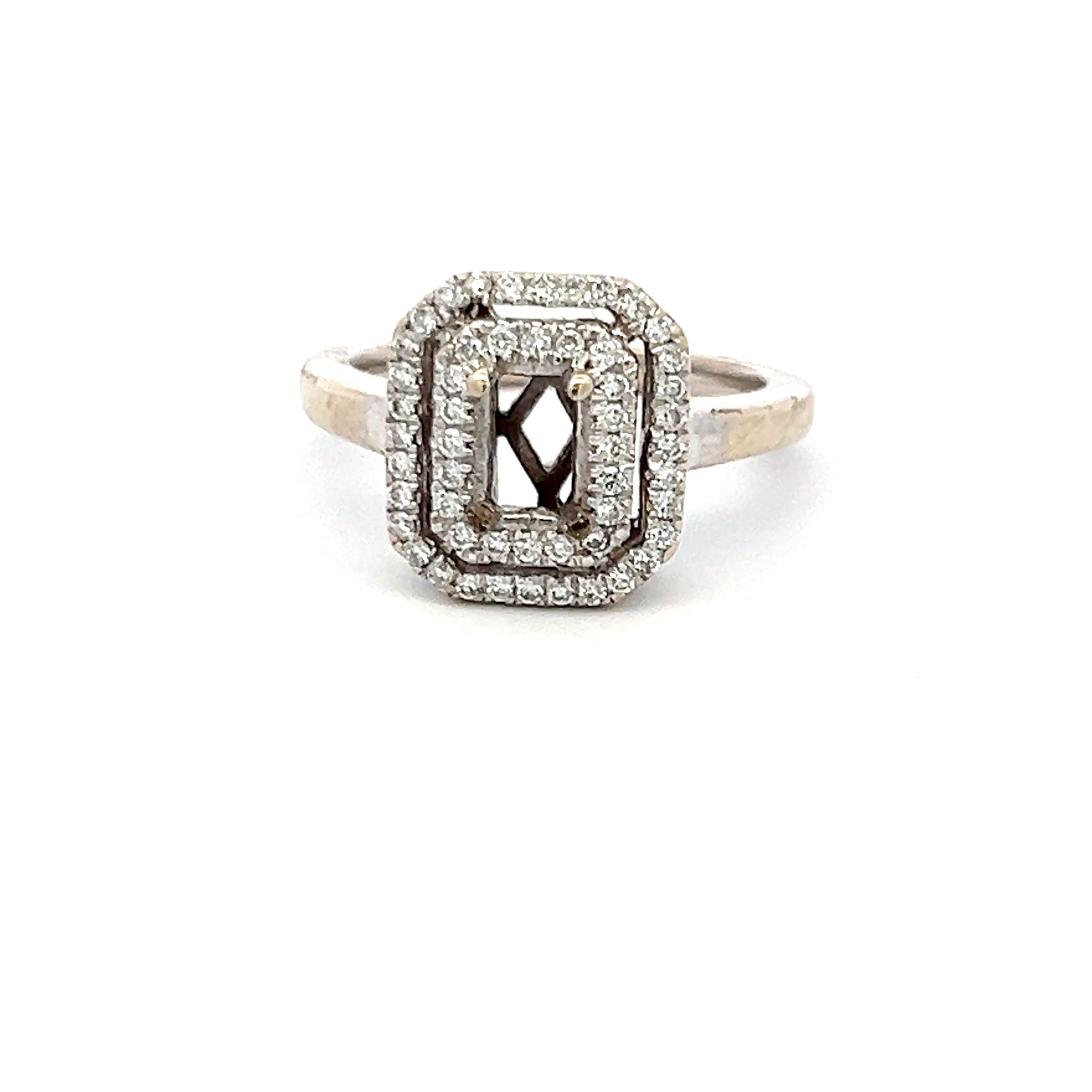 0.20 Carat Round Brilliant Diamond 14 Karat White Gold Semi Mount Ring