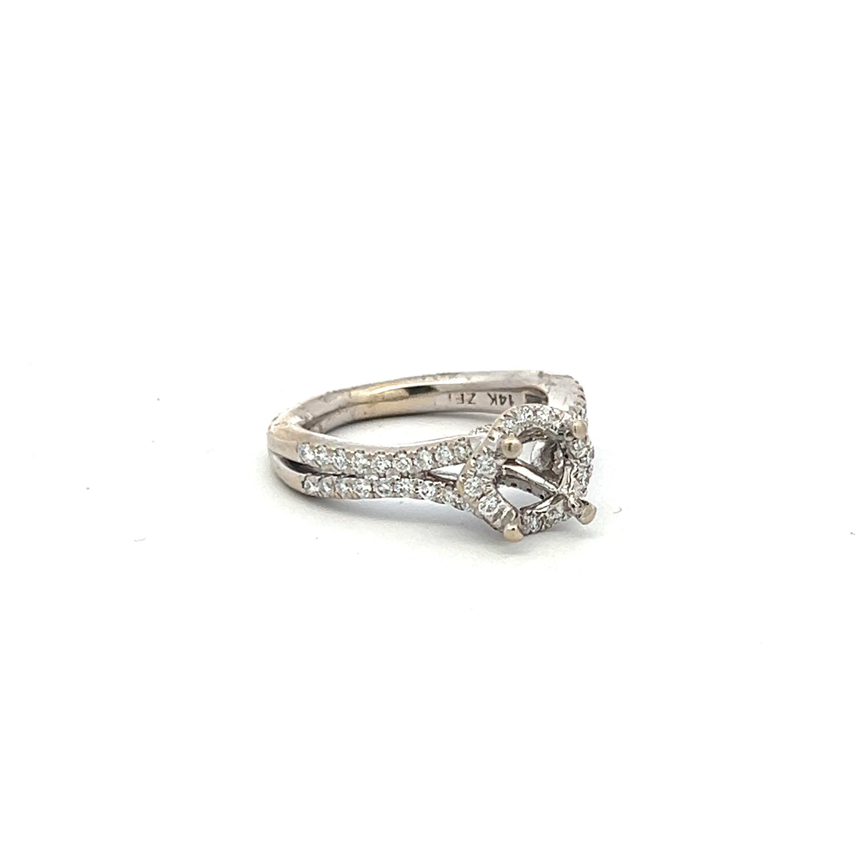 0.27 Carat Round Brilliant Diamond 14 Karat White Gold Semi Mount Ring