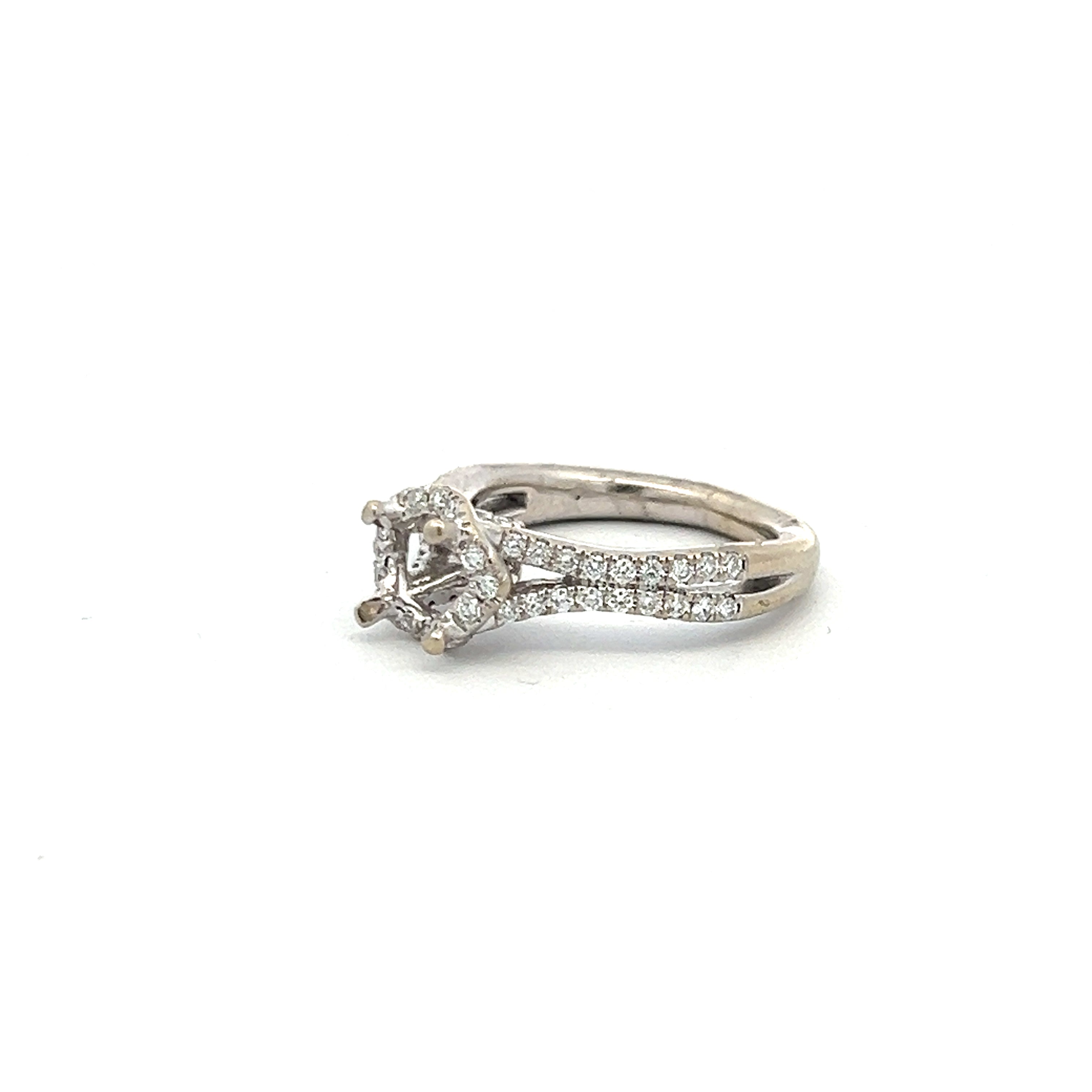 0.27 Carat Round Brilliant Diamond 14 Karat White Gold Semi Mount Ring
