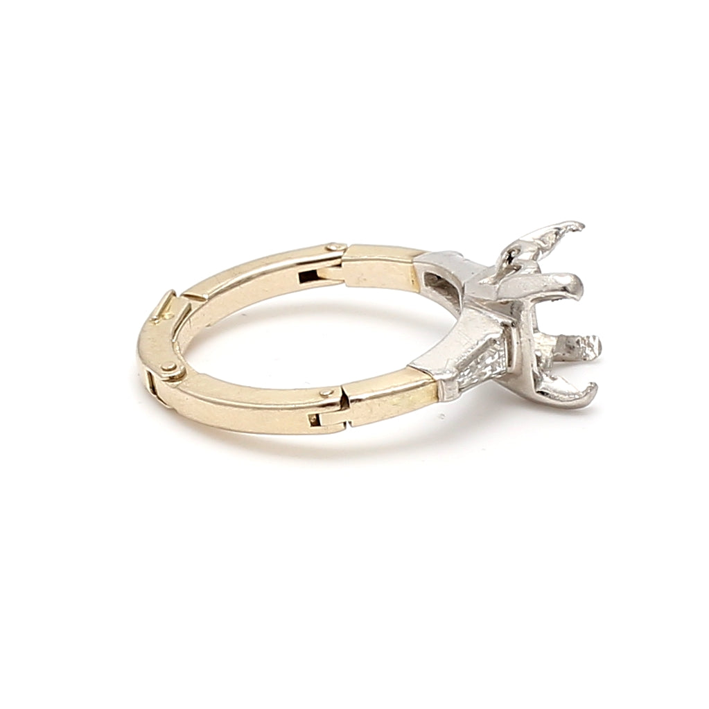 0.10 Carat Tapered Baguette Shape Diamond 14 Karat Two Tone Gold Semi Mount Ring
