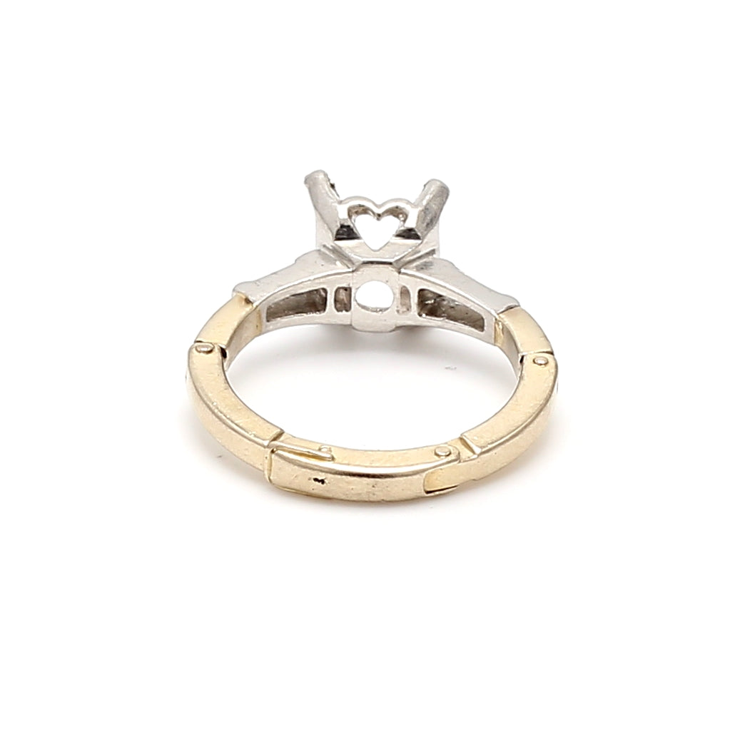 0.10 Carat Tapered Baguette Shape Diamond 14 Karat Two Tone Gold Semi Mount Ring
