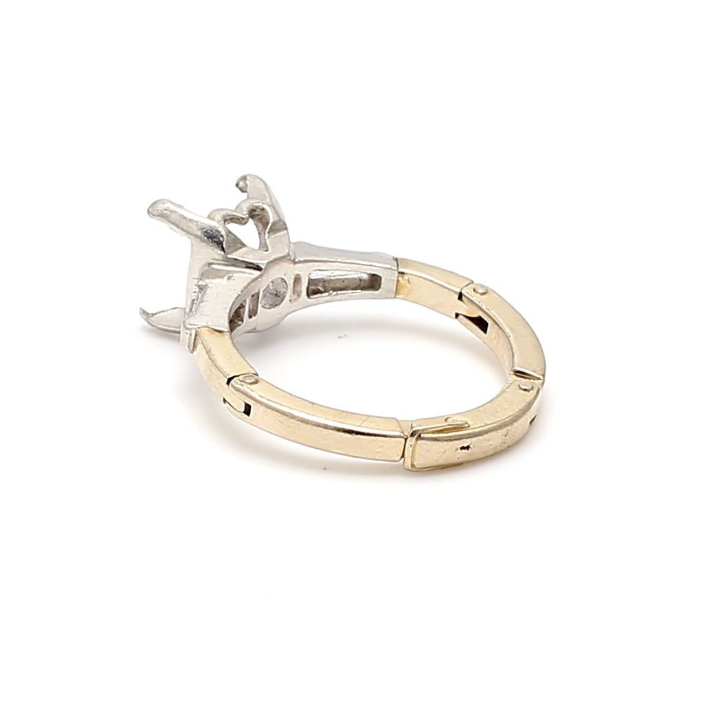 0.10 Carat Tapered Baguette Shape Diamond 14 Karat Two Tone Gold Semi Mount Ring