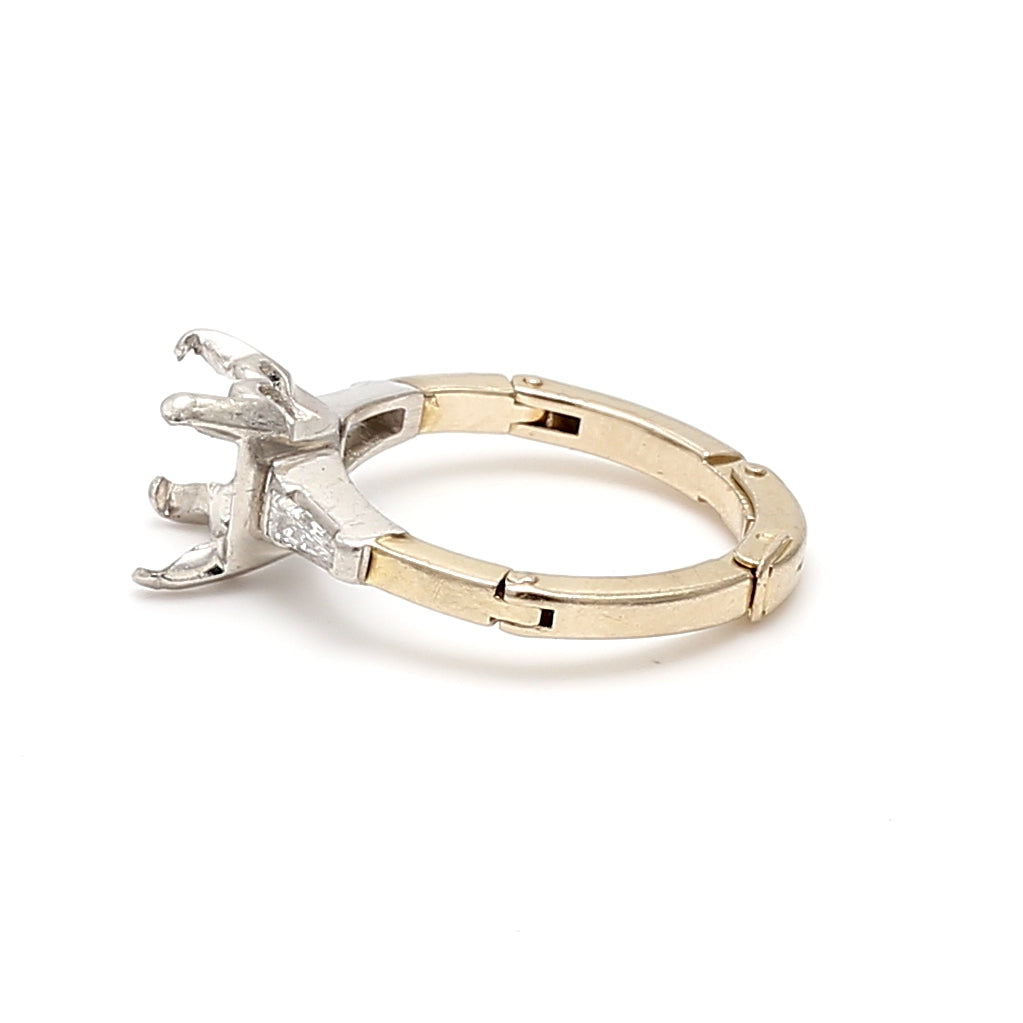 0.10 Carat Tapered Baguette Shape Diamond 14 Karat Two Tone Gold Semi Mount Ring
