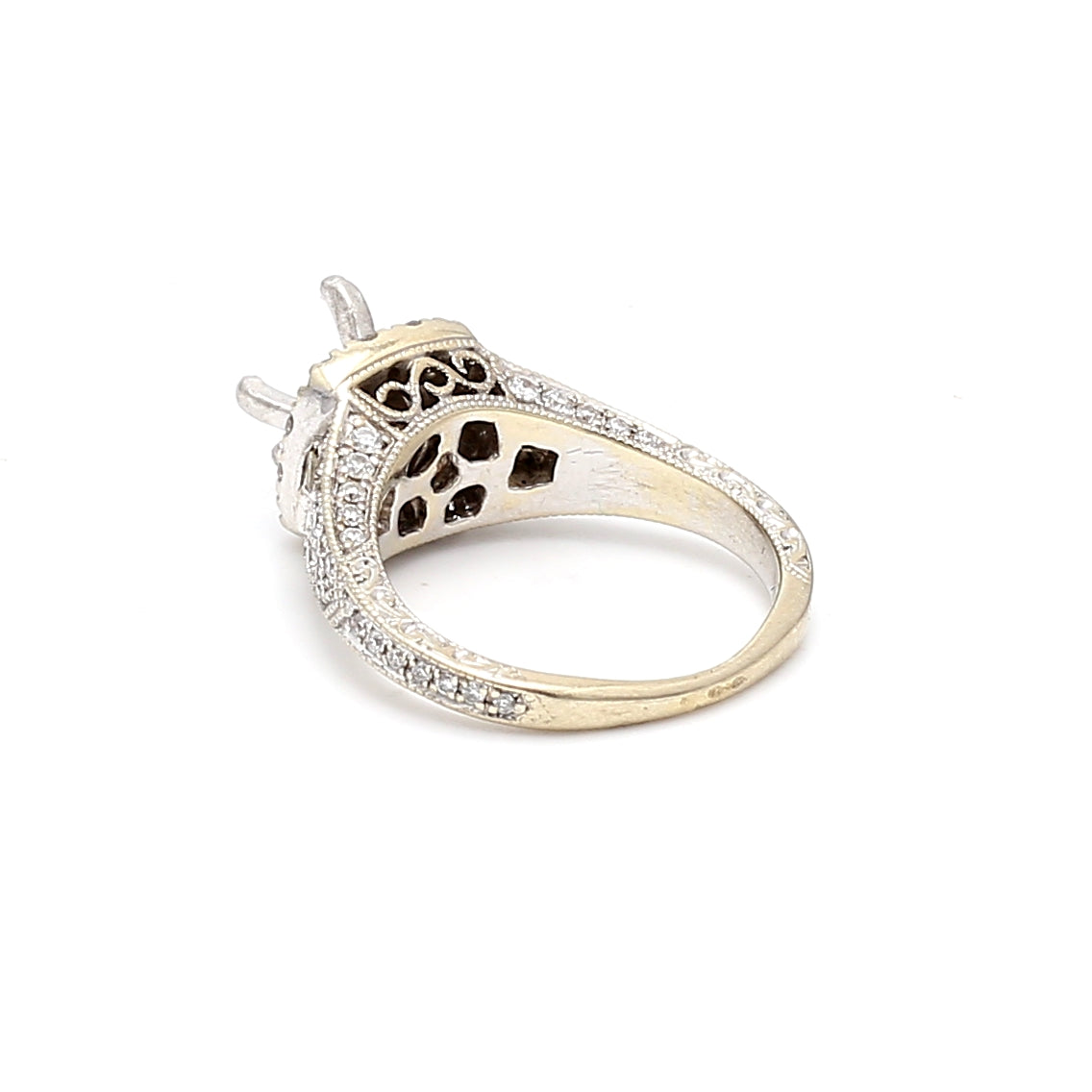 0.77 Carat H SI1 Diamond 14 Karat White Gold Semi Mount Ring