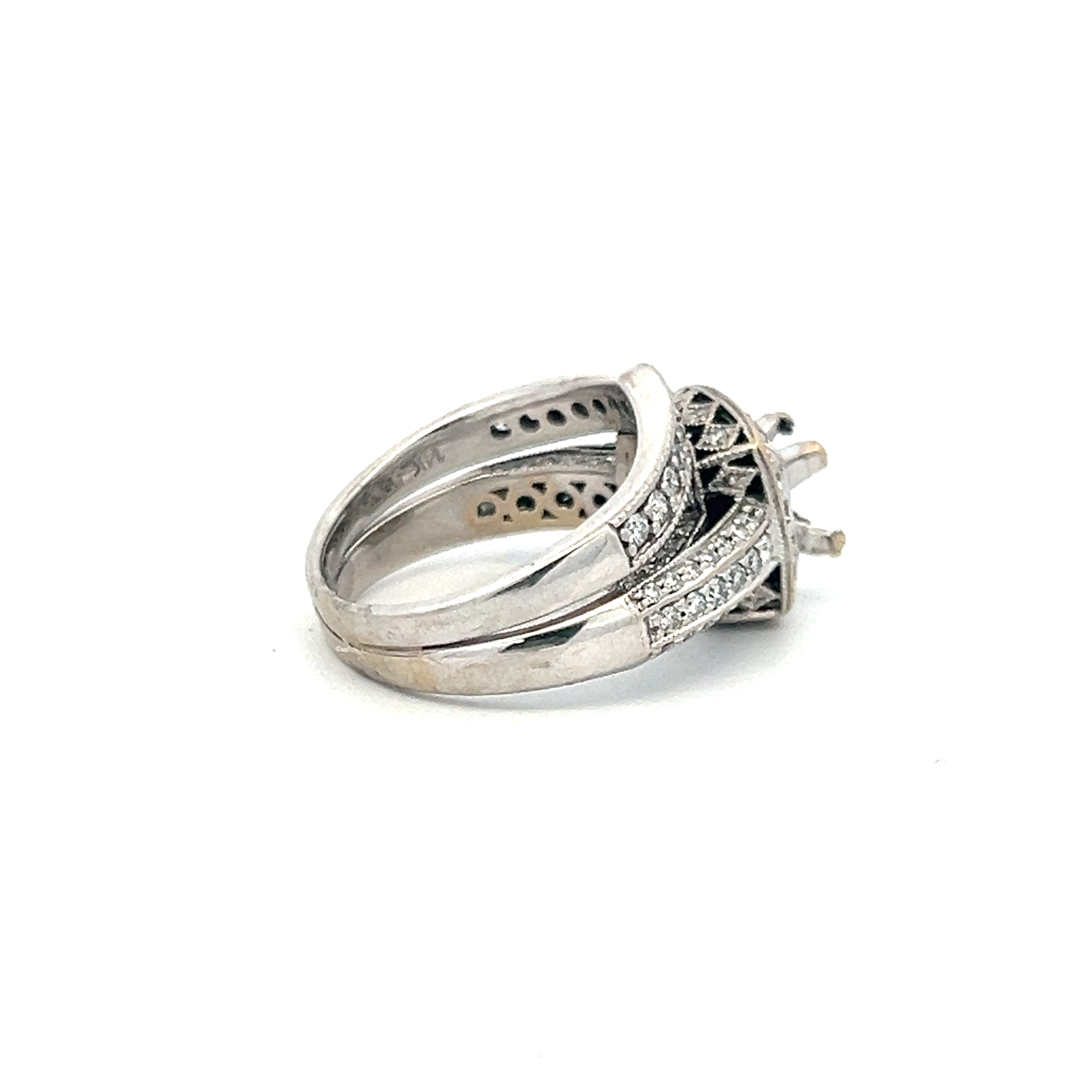 0.95 Carat Round Brilliant I VS2 Diamond 18 Karat White Gold Semi Mount Ring