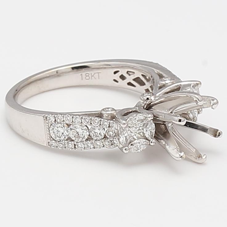 18K WG Semi Mount Ring with 1 Carat I SI1 Diamond Fits 7.77x7.65mm 1.75ct