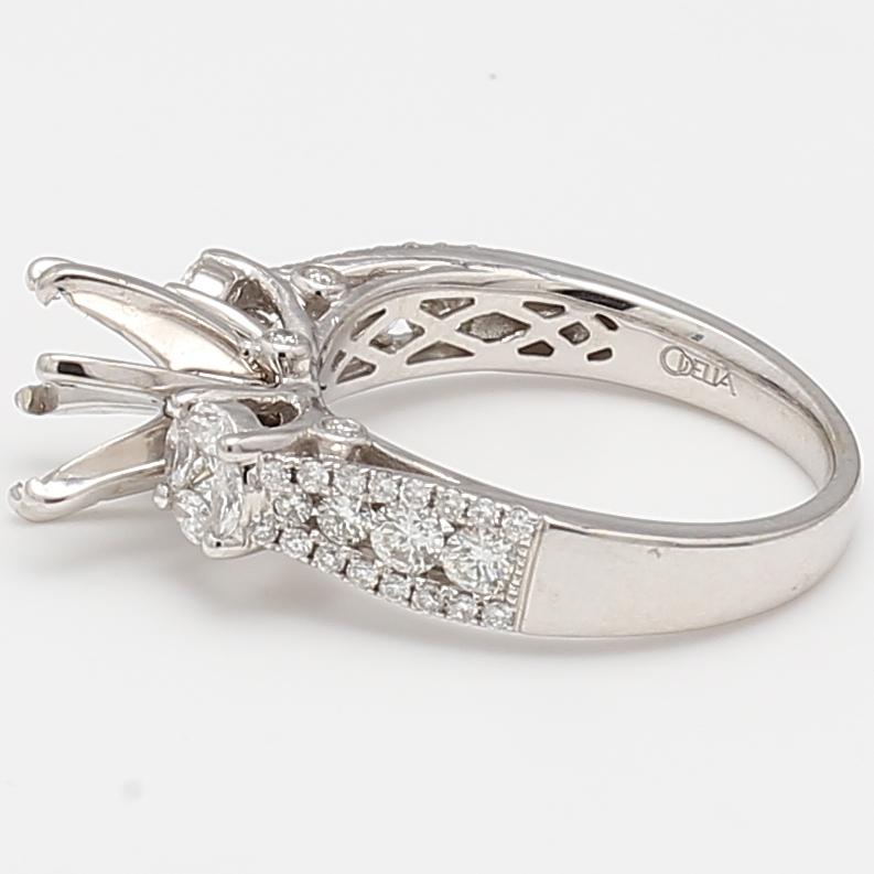18K WG Semi Mount Ring with 1 Carat I SI1 Diamond Fits 7.77x7.65mm 1.75ct
