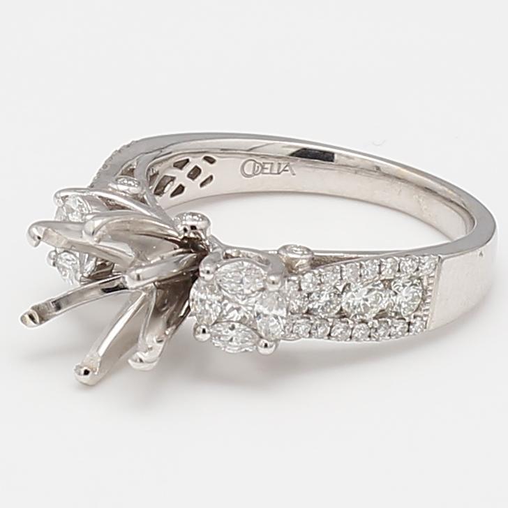 18K WG Semi Mount Ring with 1 Carat I SI1 Diamond Fits 7.77x7.65mm 1.75ct
