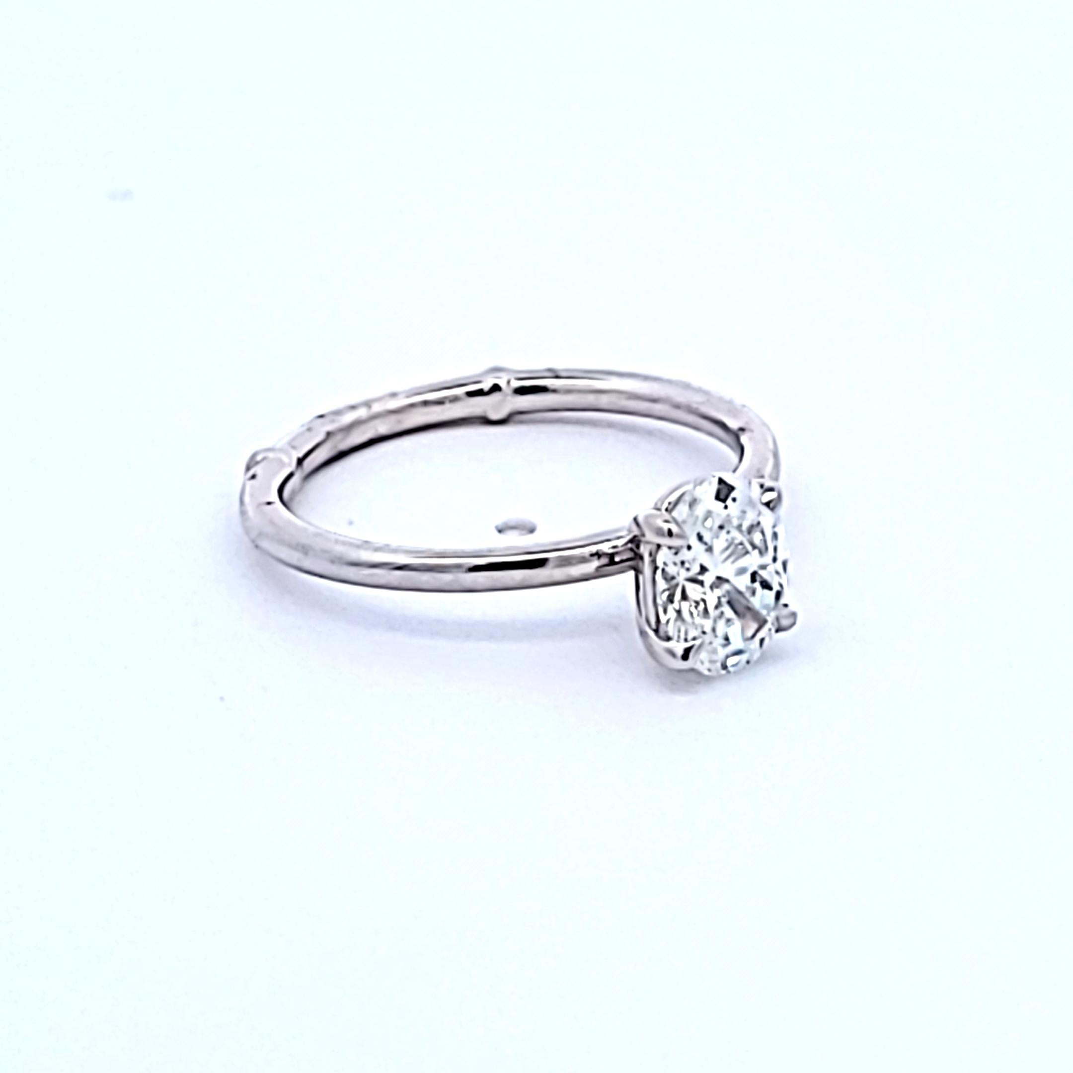 Vintage Platinum Engagement Ring with 1.03 Carat Oval Diamonds E-SI2 GIA