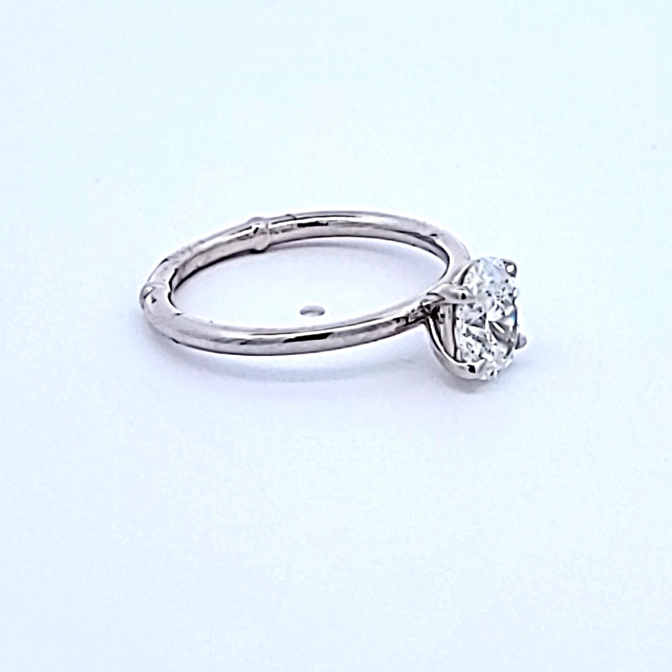 Vintage Platinum Engagement Ring with 1.03 Carat Oval Diamonds E-SI2 GIA