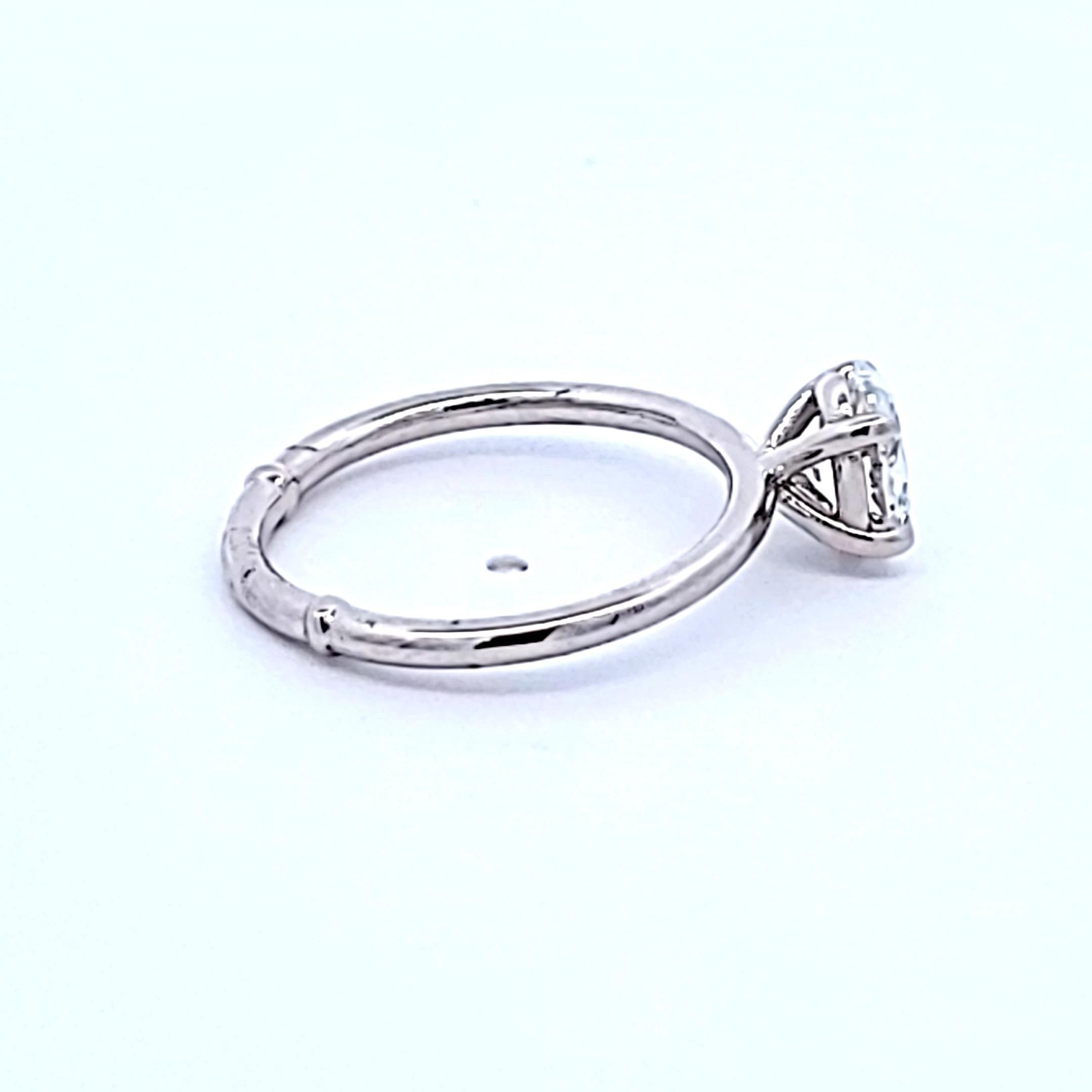 Vintage Platinum Engagement Ring with 1.03 Carat Oval Diamonds E-SI2 GIA
