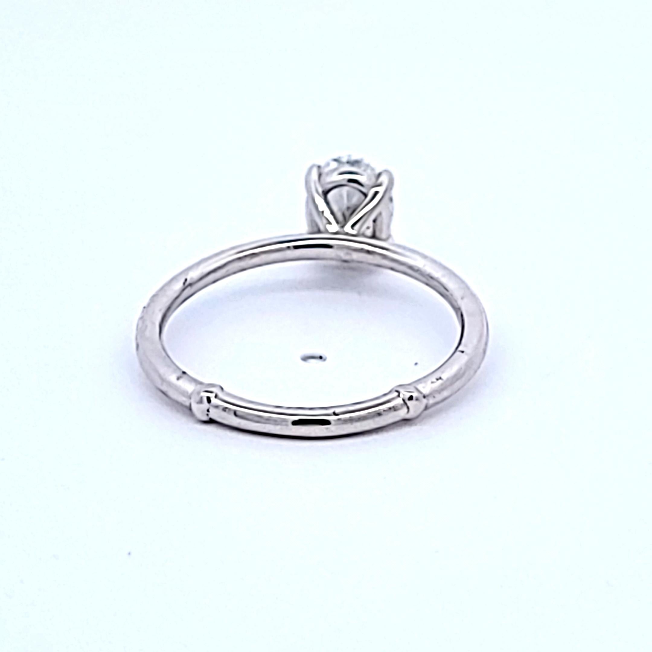Vintage Platinum Engagement Ring with 1.03 Carat Oval Diamonds E-SI2 GIA